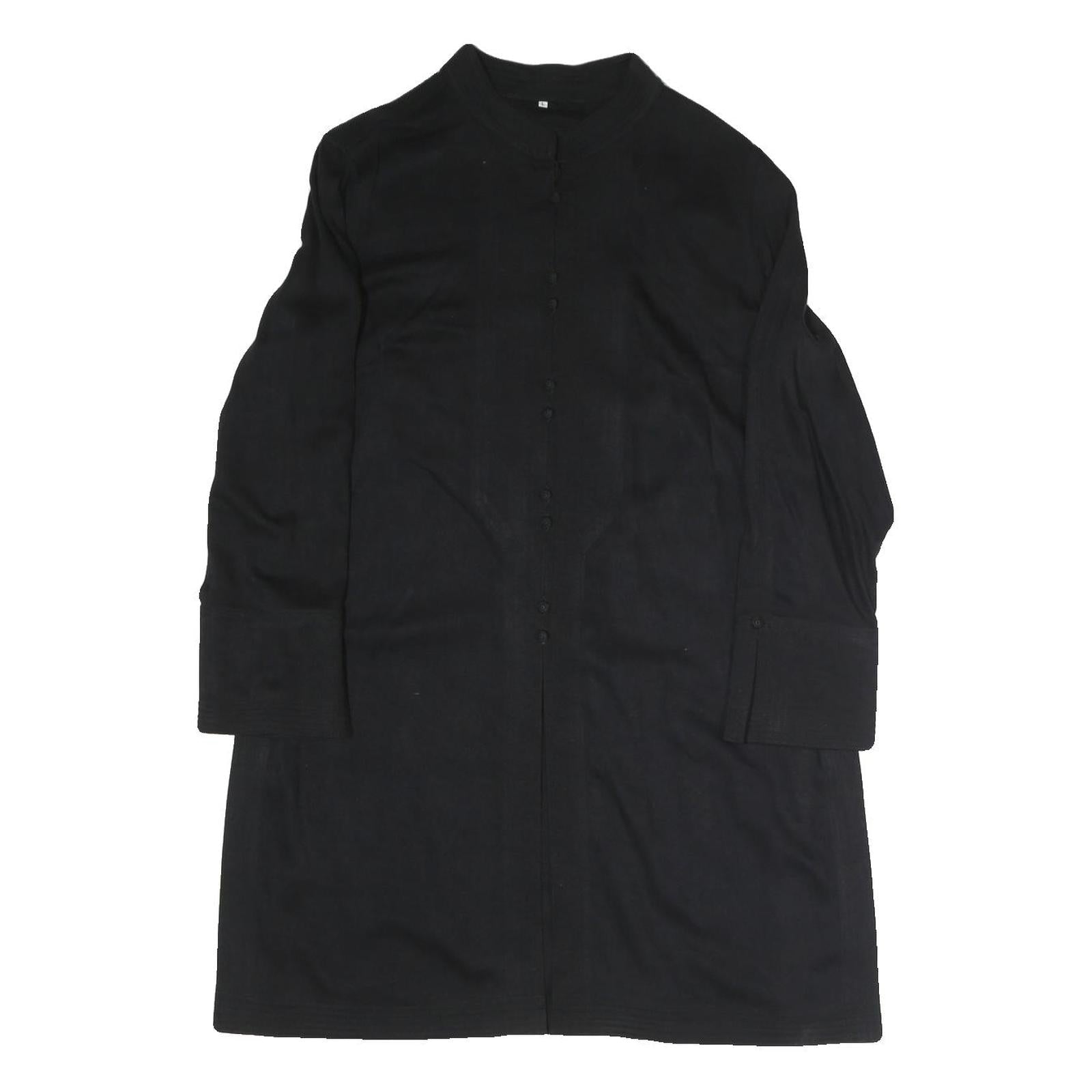 Womens Black Cotton Blend Classic Button Jacket L Plain Long Sleeve Casual Refurbished - N/A refurbished available on Cerqular