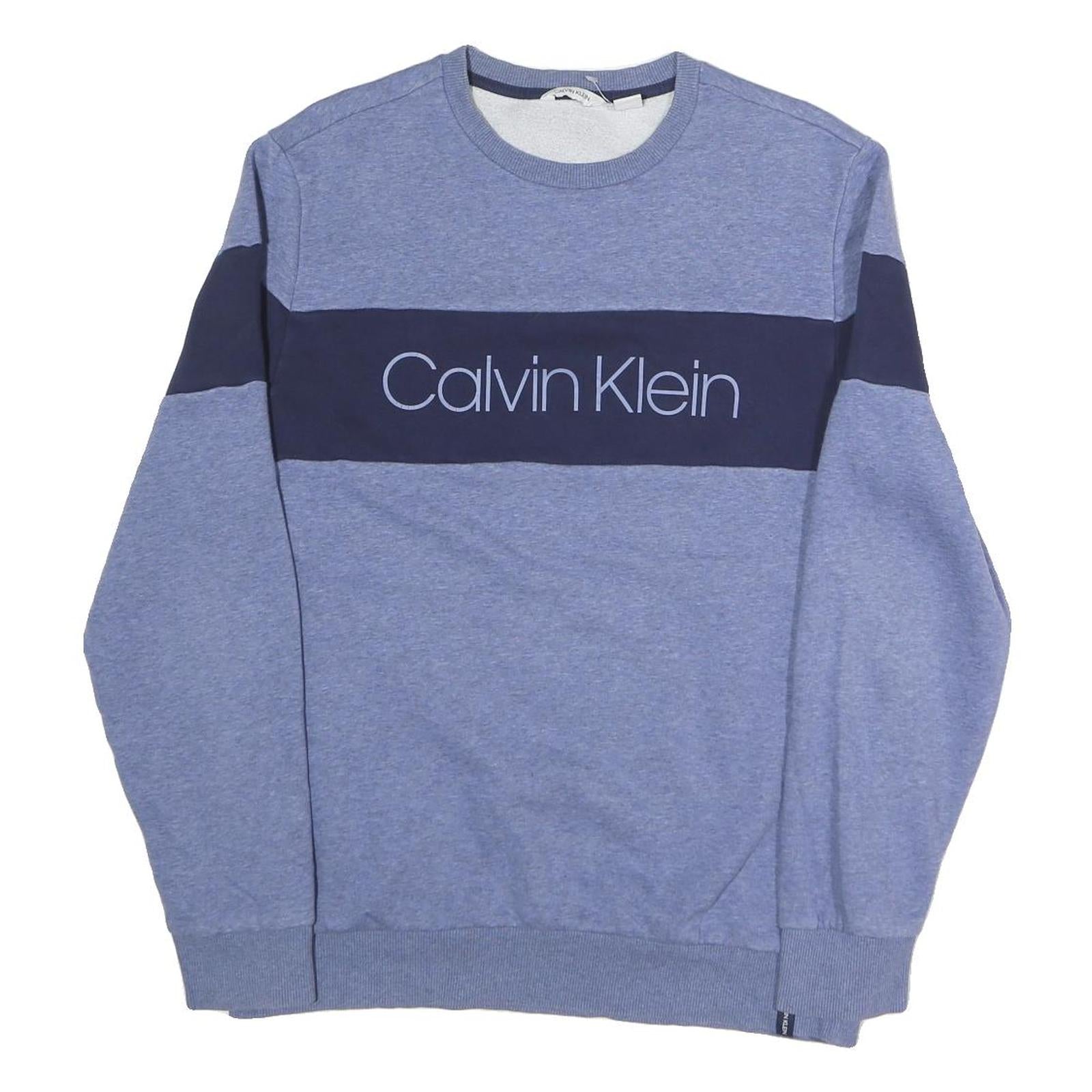 CALVIN KLEIN JEANS Mens Blue Navy Cotton Blend Crew Neck Sweatshirt M Casual Refurbished - N/A refurbished available on Cerqular