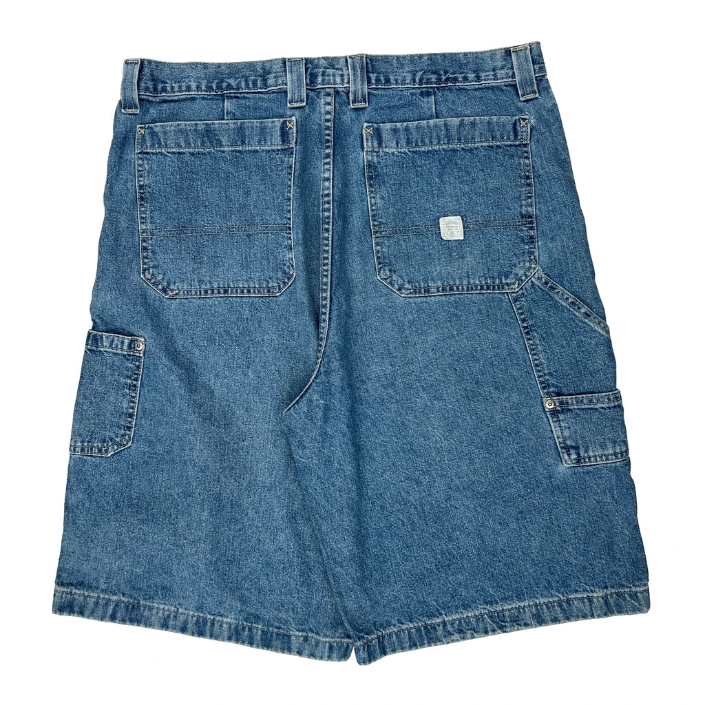 Arizona Jeans Carpenter Shorts - 35W 10L Blue Denim Refurbished - Thrifted (note: this is a term often used to describe second- refurbished available on Cerqular