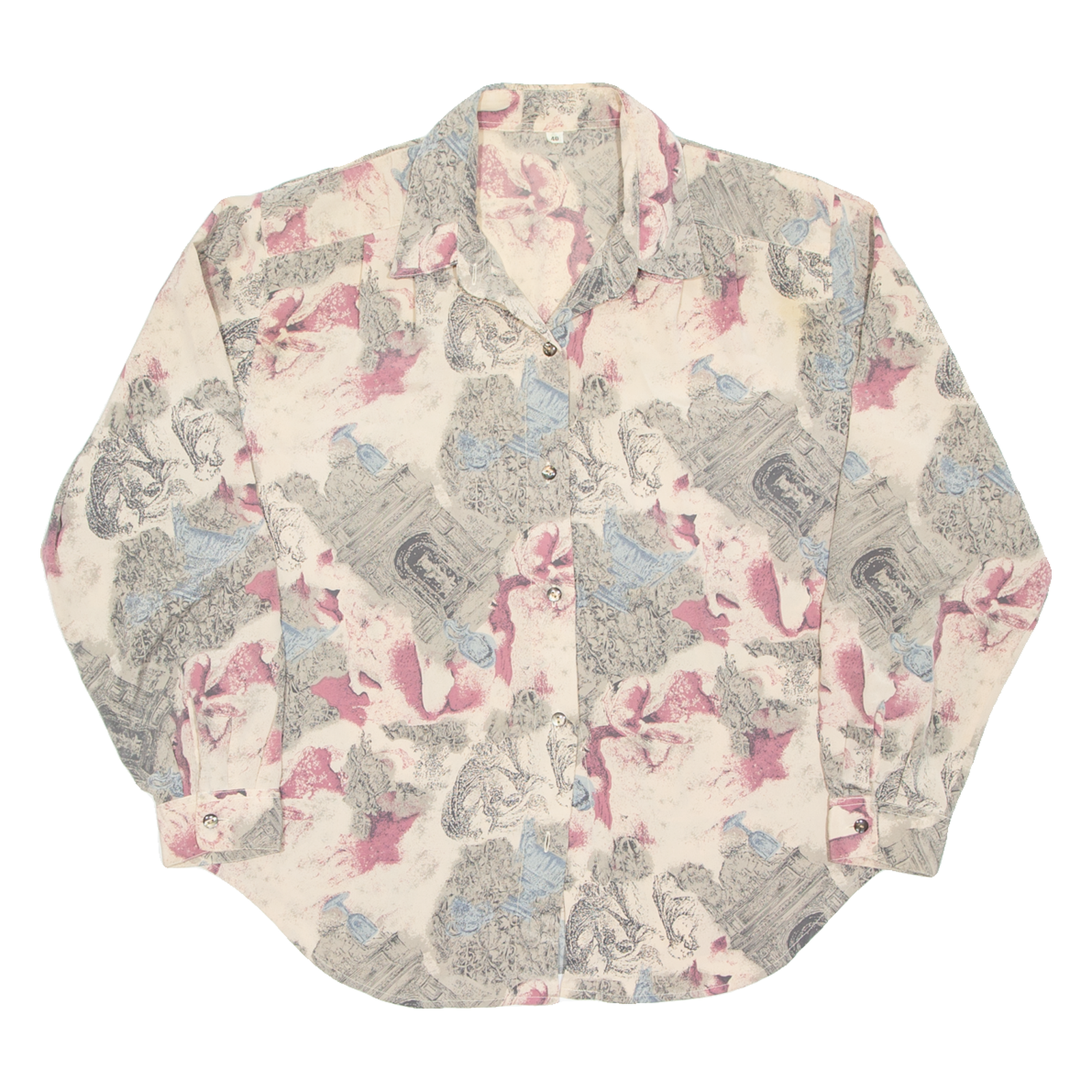 YESSICA Womens Printed Blouse Brown Long Sleeve Silk Crazy Pattern M Refurbished - N/A refurbished available on Cerqular