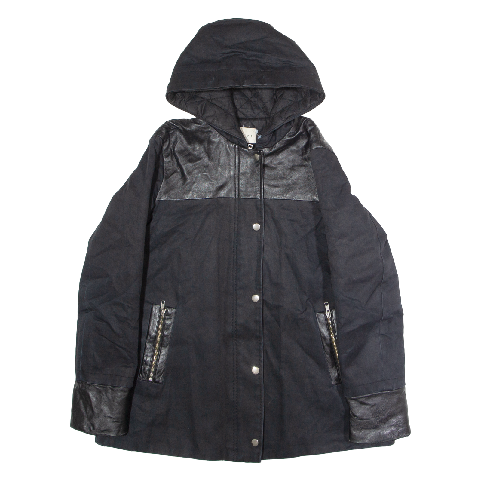 SANDRO Womens Coat Black Hooded XS Refurbished - N/A refurbished available on Cerqular
