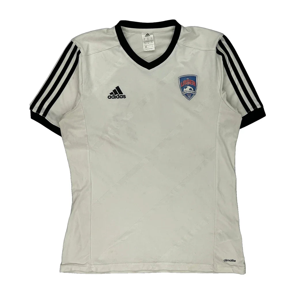 Lusa Adidas Football Shirt - Medium White Polyester Refurbished - Thrifted (note: this is a term often used to describe second- refurbished available on Cerqular