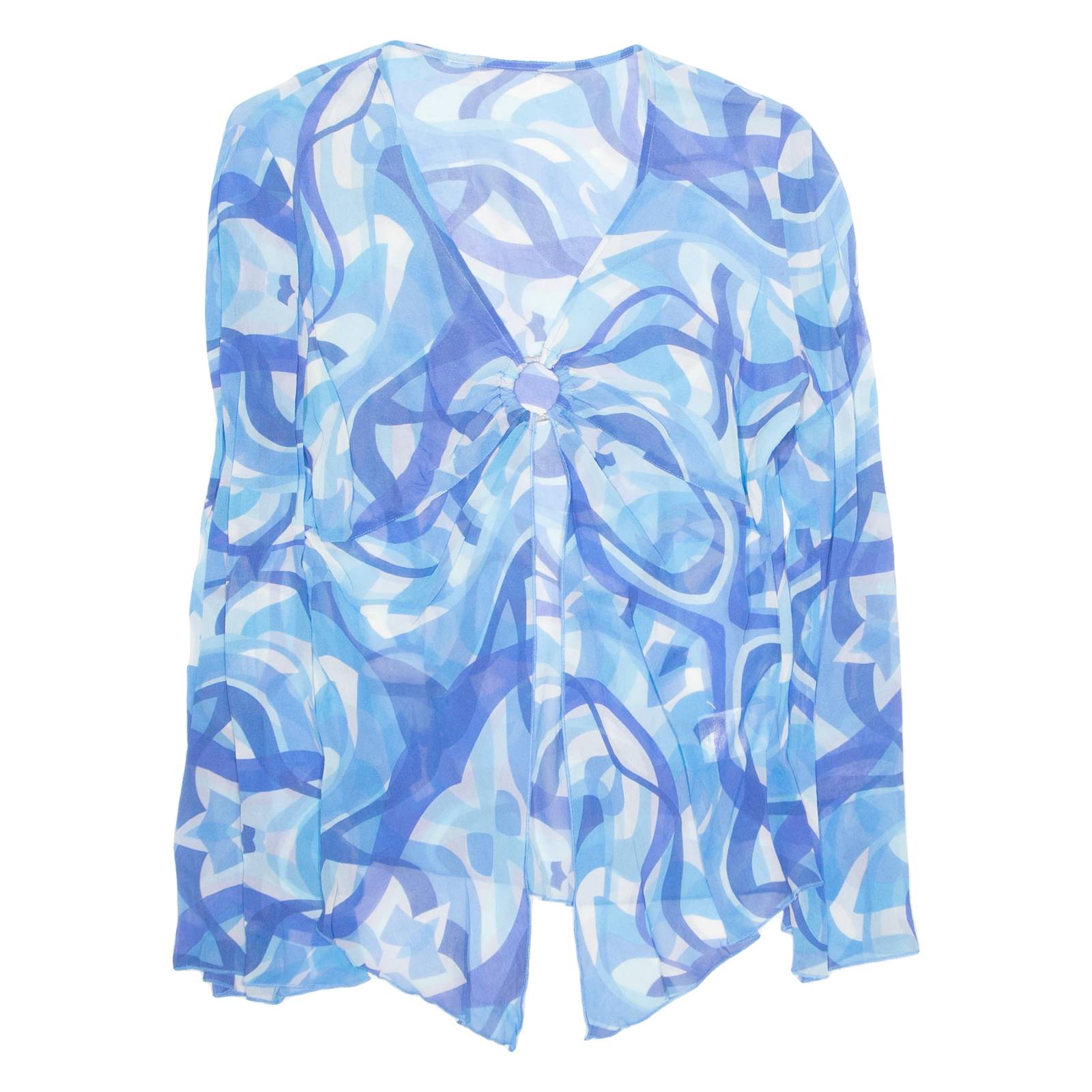 Sheer Womens Top Blue V-Neck Long Sleeve UK 10 Refurbished - N/A refurbished available on Cerqular