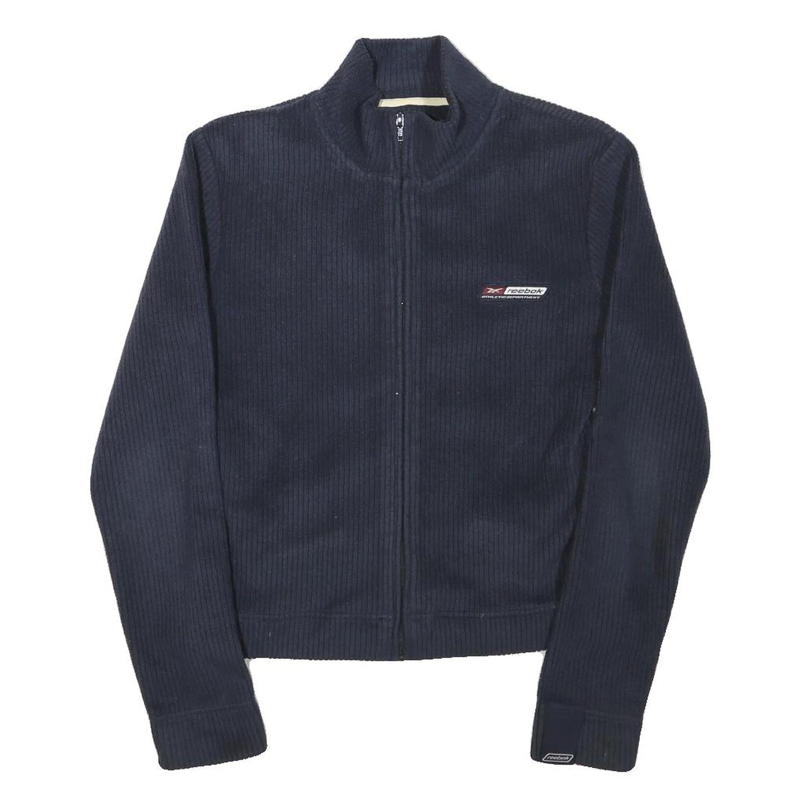 REEBOK Womens Navy Blue Jacket S Polyester Blend Ribbed Zip Casual Lightweight Refurbished - N/A refurbished available on Cerqular