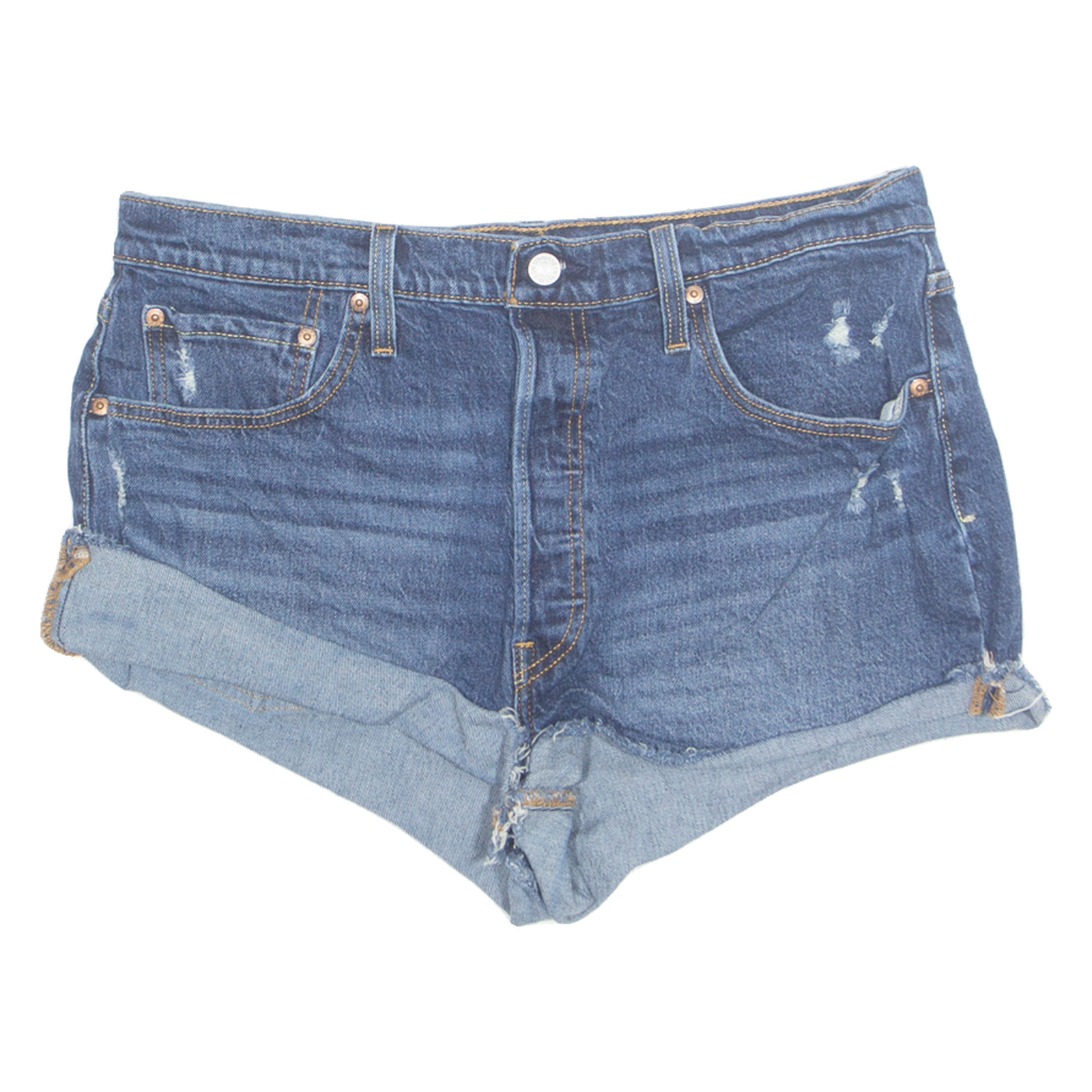 LEVI'S Turn Up 501 Womens Denim Shorts Blue Relaxed L W34 Refurbished - N/A refurbished available on Cerqular