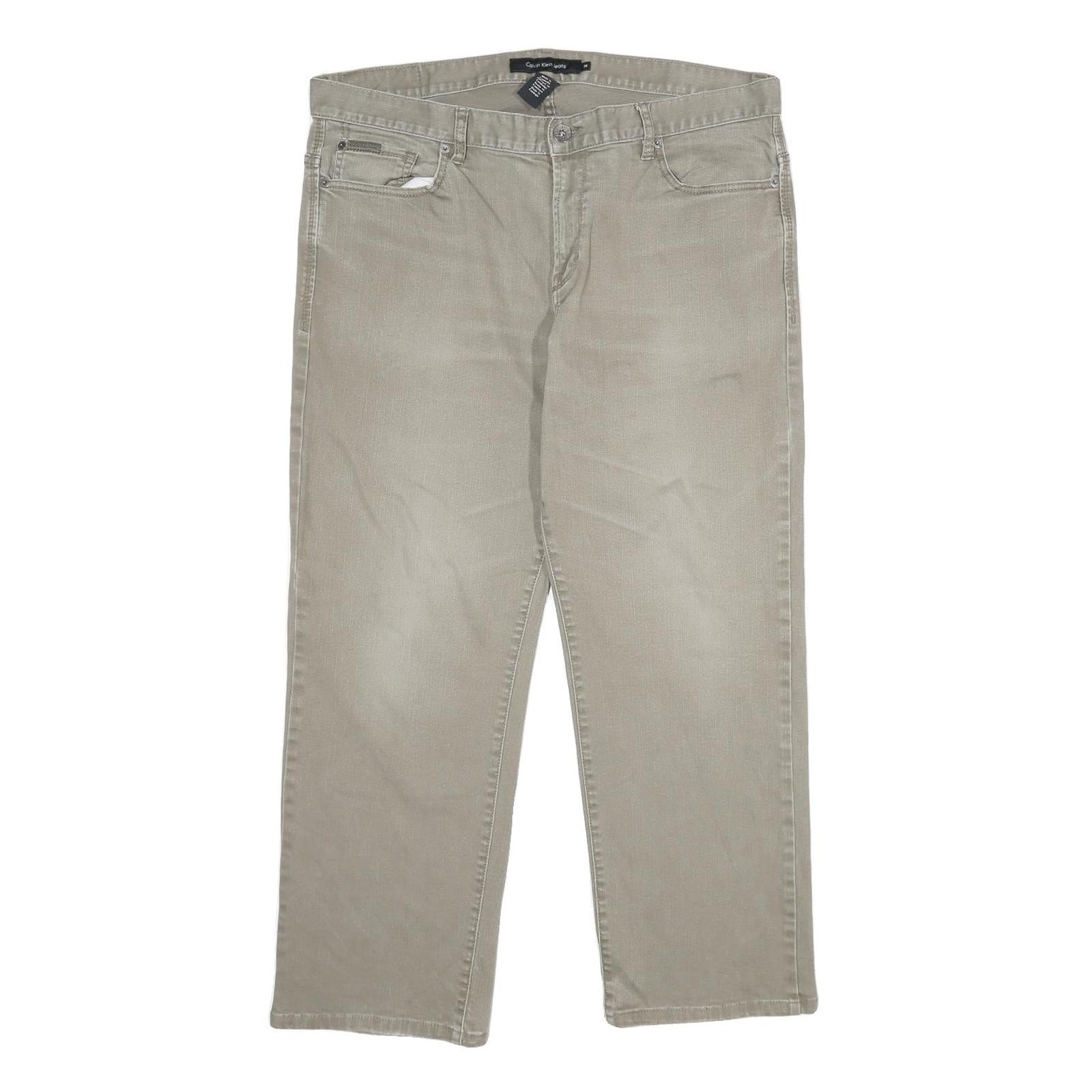 CALVIN KLEIN JEANS Mens Regular Fit Beige Denim W38 L30 Zip Cotton Blend Casual Refurbished - N/A refurbished available on Cerqular