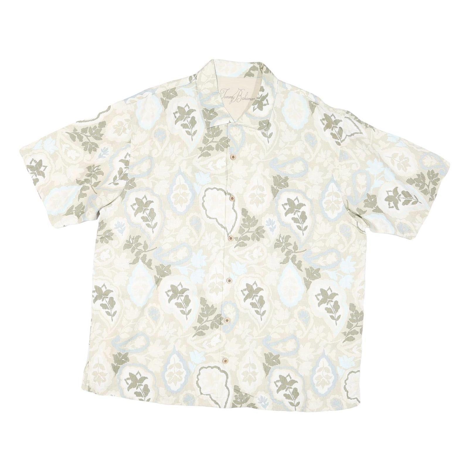 TOMMY BAHAMA Mens Beige & Green Casual Shirt XL Cotton Blend Lightweight Refurbished - N/A refurbished available on Cerqular