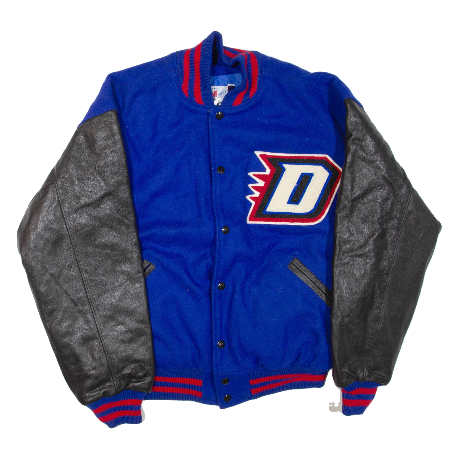 TM ATHLETICS USA Mens Jacket Black Leather Wool Colourblock XL Refurbished - N/A refurbished available on Cerqular