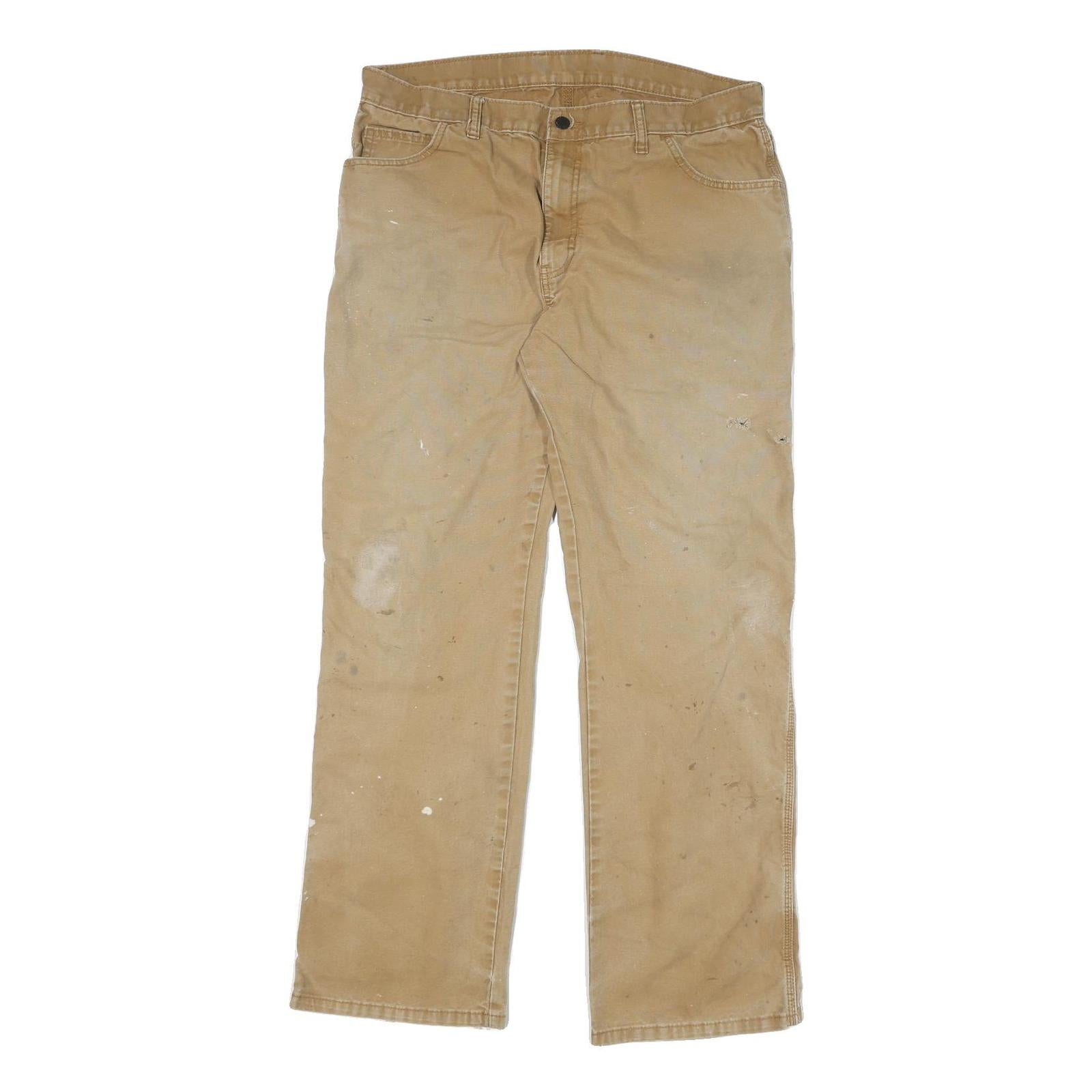 DICKIES Mens Cotton Blend Beige Regular Straight Trousers W36 L31 Workwear Refurbished - N/A refurbished available on Cerqular