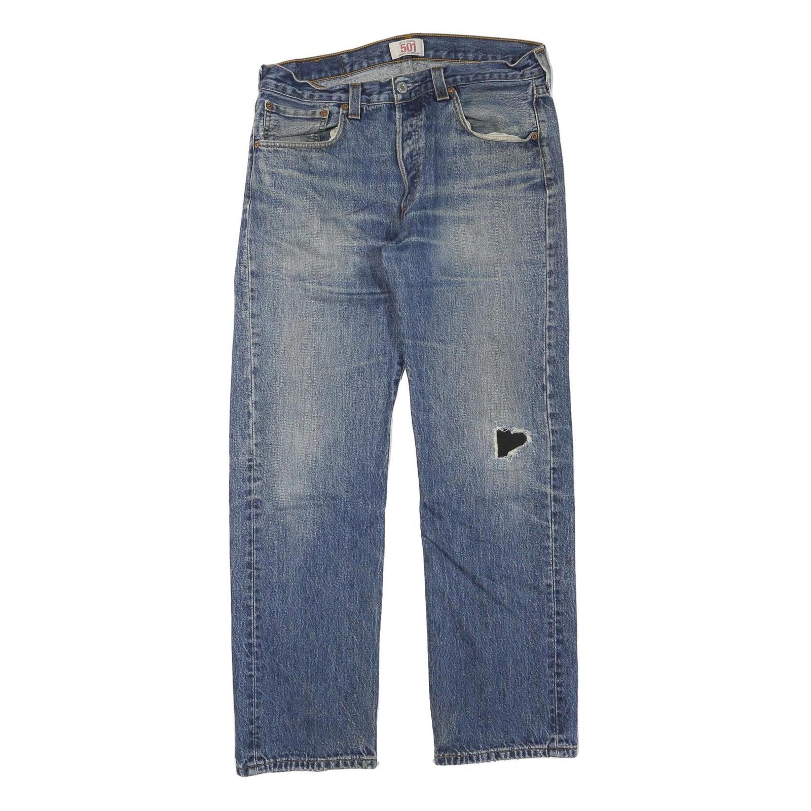 LEVI'S 501 Mens Jeans Blue Regular Straight Denim Medium W32 L30 Classic Fit Refurbished - N/A refurbished available on Cerqular