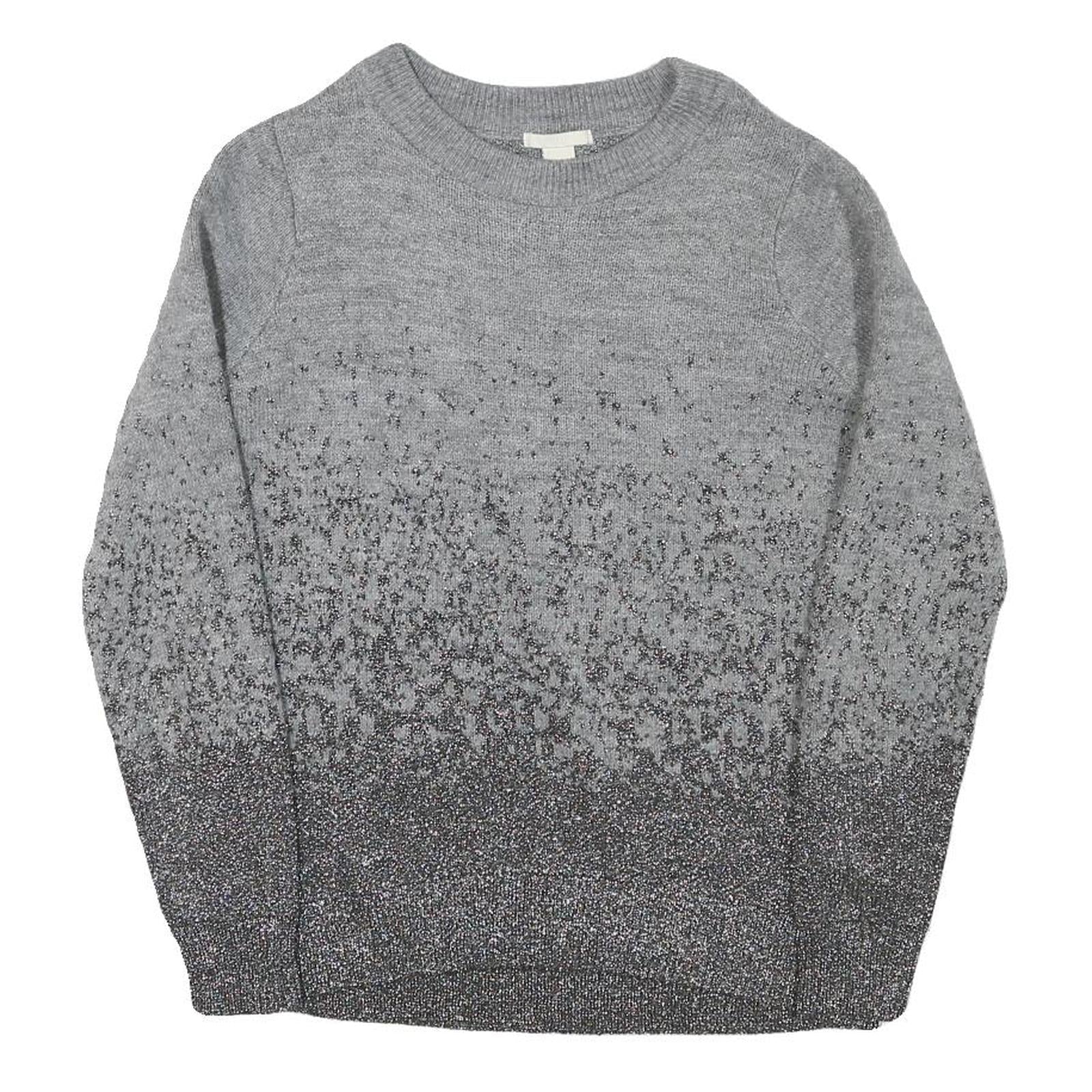 H&M Womens Grey Patterned Jumper Crew Neck Regular Knit Size S Lightweight Refurbished - N/A refurbished available on Cerqular