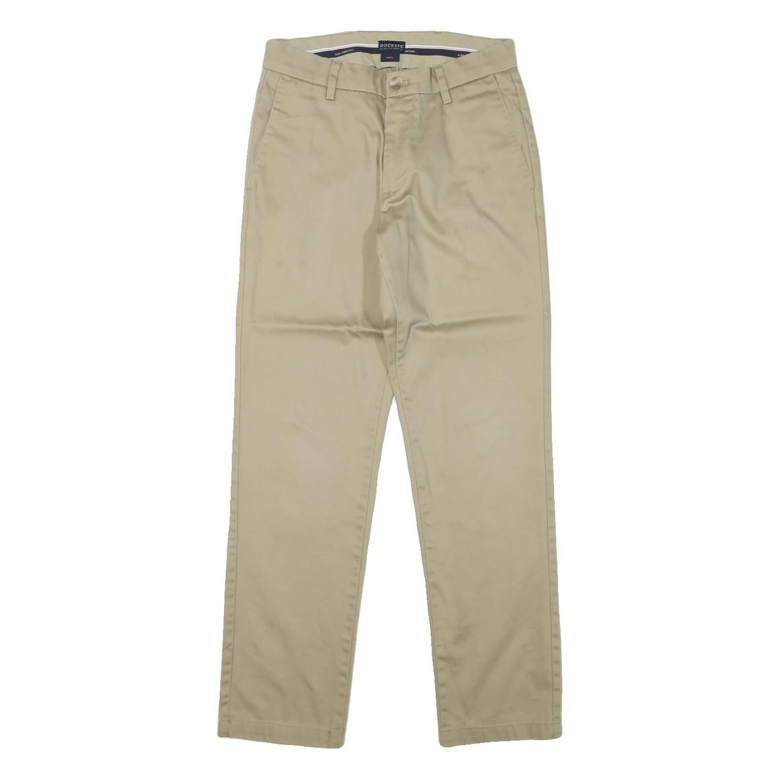 DOCKERS Mens Cotton Blend Beige Regular Fit Straight Leg Trousers W27 L29 Refurbished - N/A refurbished available on Cerqular