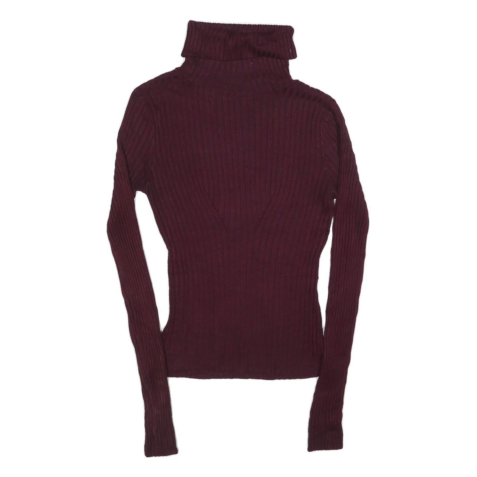SWEATER PROJECT Womens Maroon Plain Roll Neck Basic Knit Jumper S Slim Fit Soft Refurbished - N/A refurbished available on Cerqular