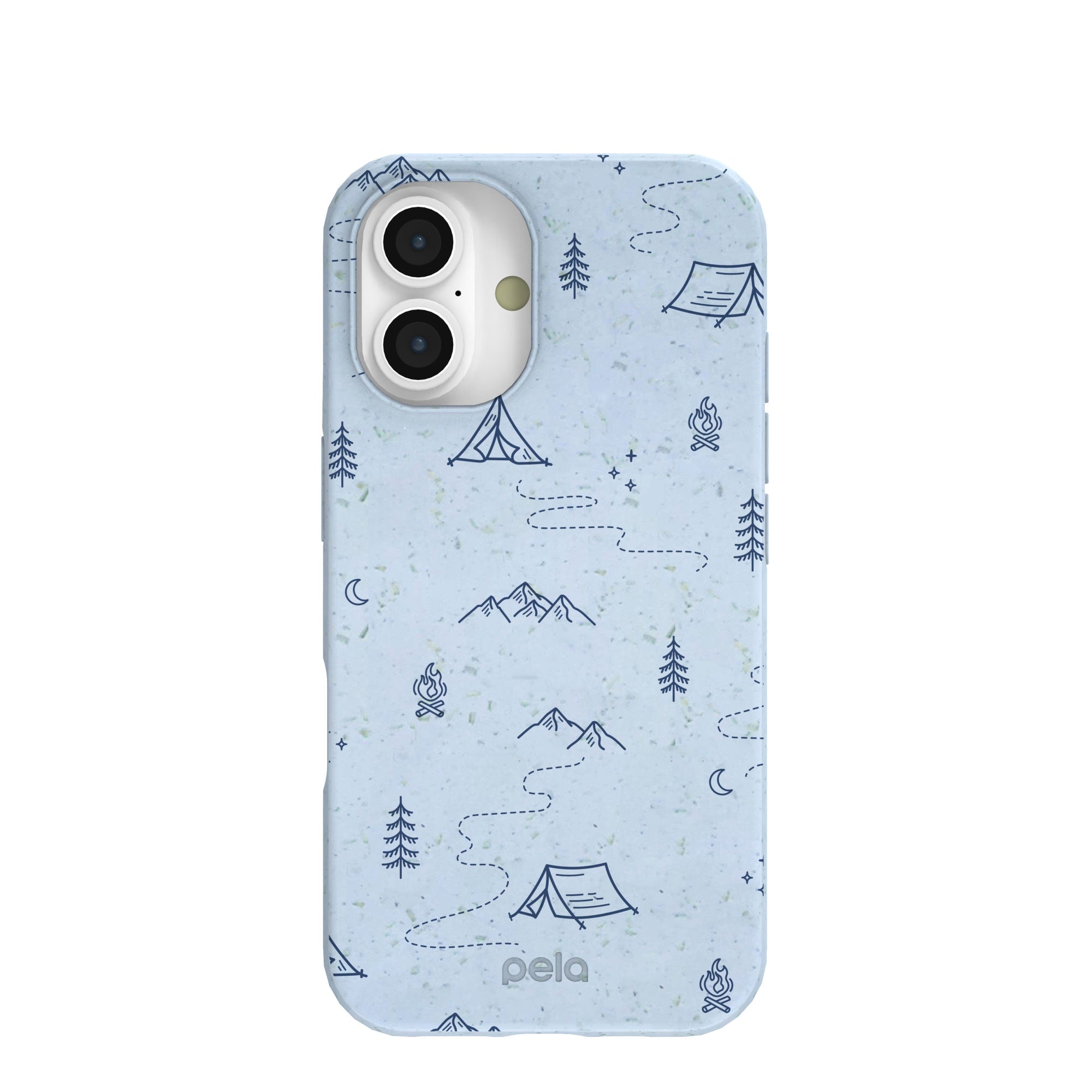 Powder Blue Camp Nights iPhone 16 Case Refurbished - Pela Case refurbished available on Cerqular
