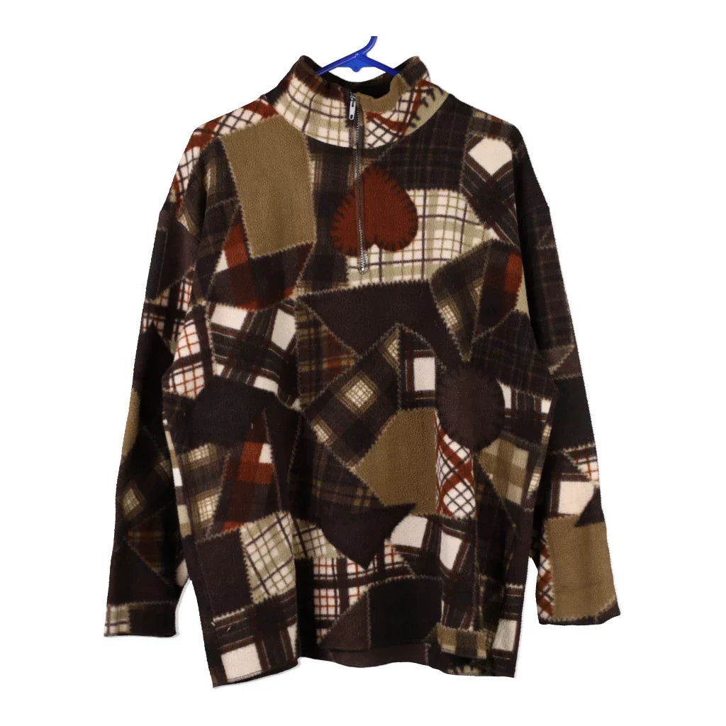 Unbranded Fleece - Large Brown Polyester Blend Refurbished - Thrifted (note: this is a term often used to describe second- refurbished available on Cerqular