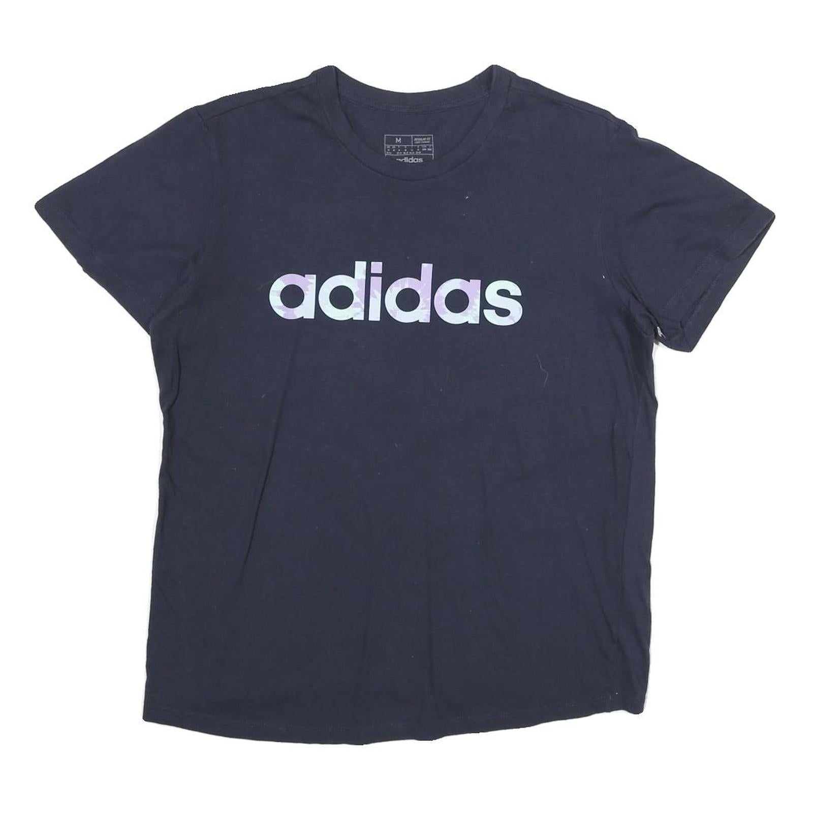 ADIDAS Mens Black Cotton T-Shirt M Short Sleeve Crew Neck Logo Graphic Refurbished - N/A refurbished available on Cerqular