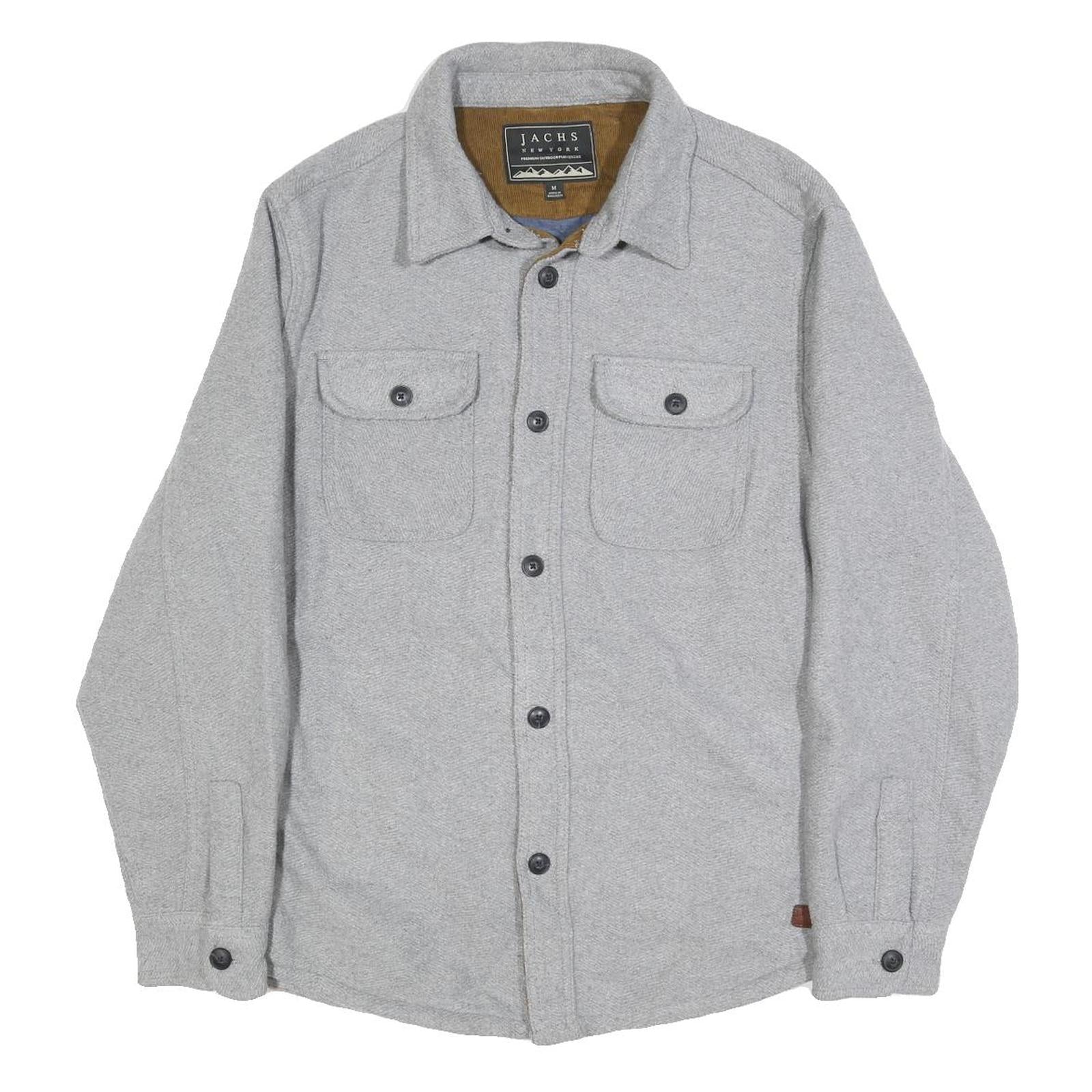 JACHS Mens Grey Wool Blend Shirt Jacket M Wool Button Classic Relaxed Fit Refurbished - N/A refurbished available on Cerqular