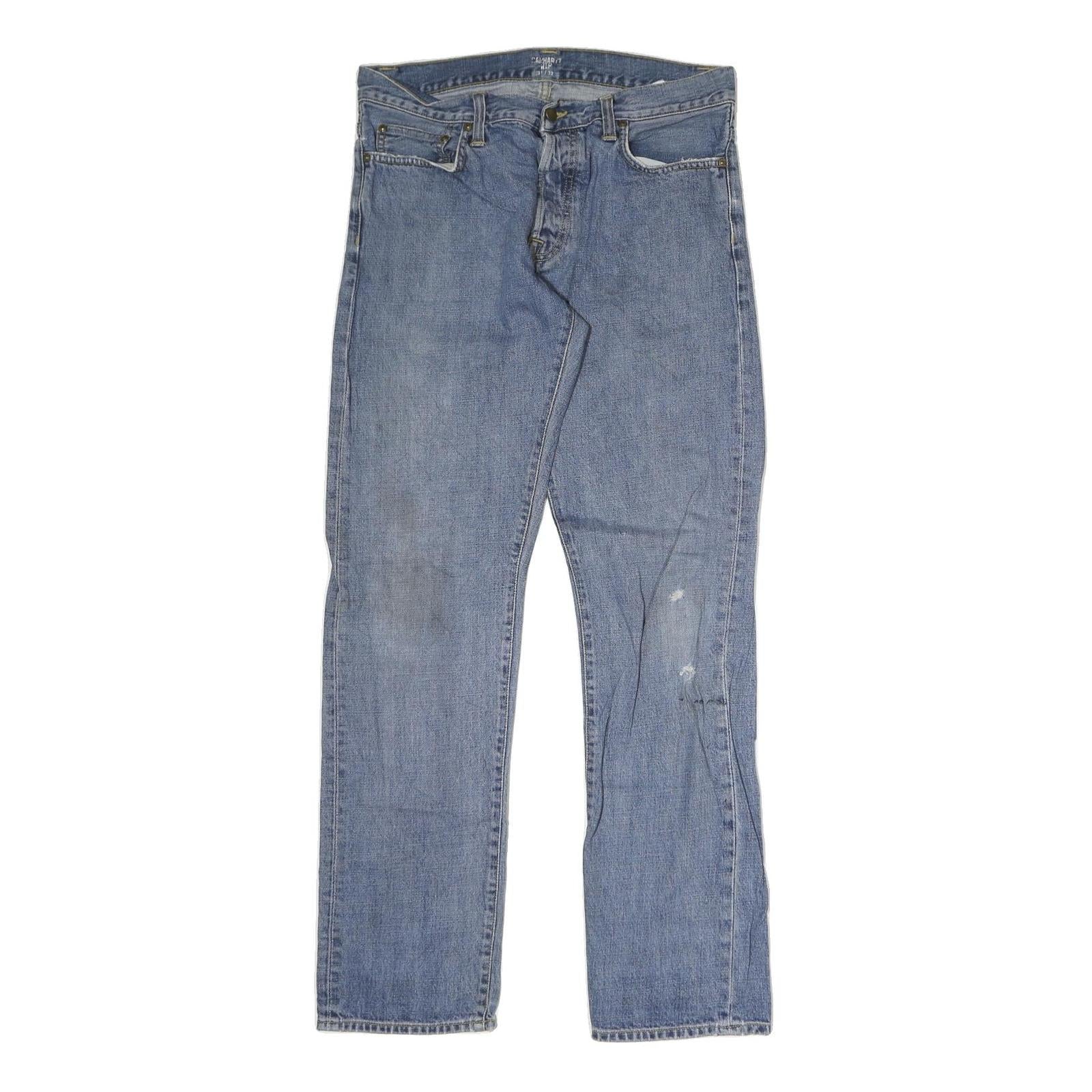 CARHARTT WIP Mens Jeans Blue Slim Straight Denim Medium W32 L31 Classic Zip Refurbished - N/A refurbished available on Cerqular