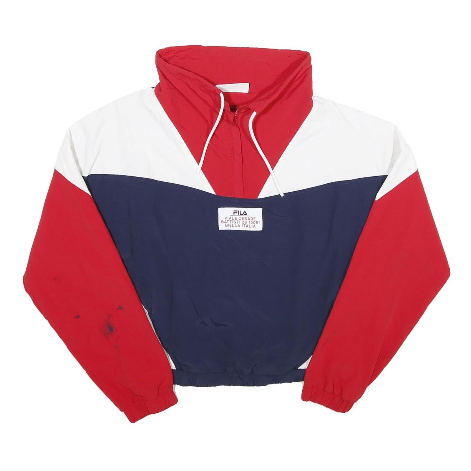 FILA Womens Red & Blue Colourblock Nylon Track Jacket S Retro Sportswear Refurbished - N/A refurbished available on Cerqular