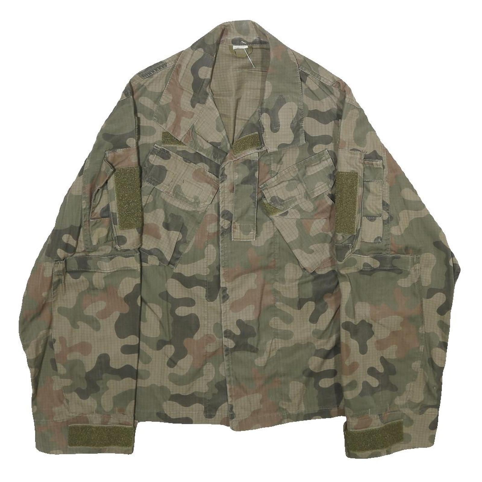 Mens Green Camouflage Military Jacket S Woven Button Closure Tactical Style Refurbished - N/A refurbished available on Cerqular