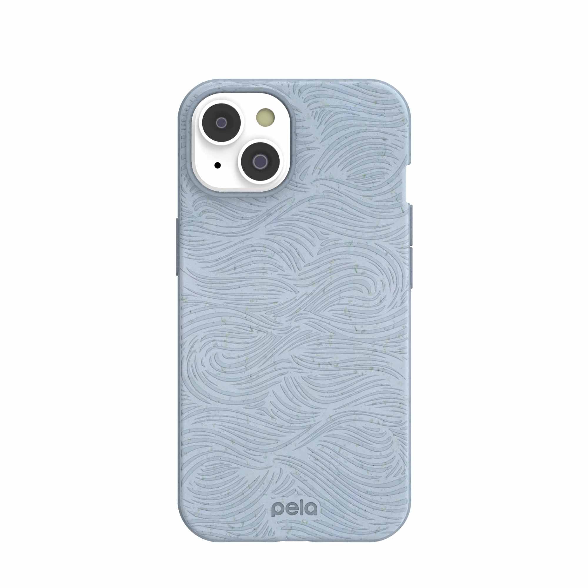 Powder Blue Ebb and Flow iPhone 14/16e Case Refurbished - Pela Case refurbished available on Cerqular
