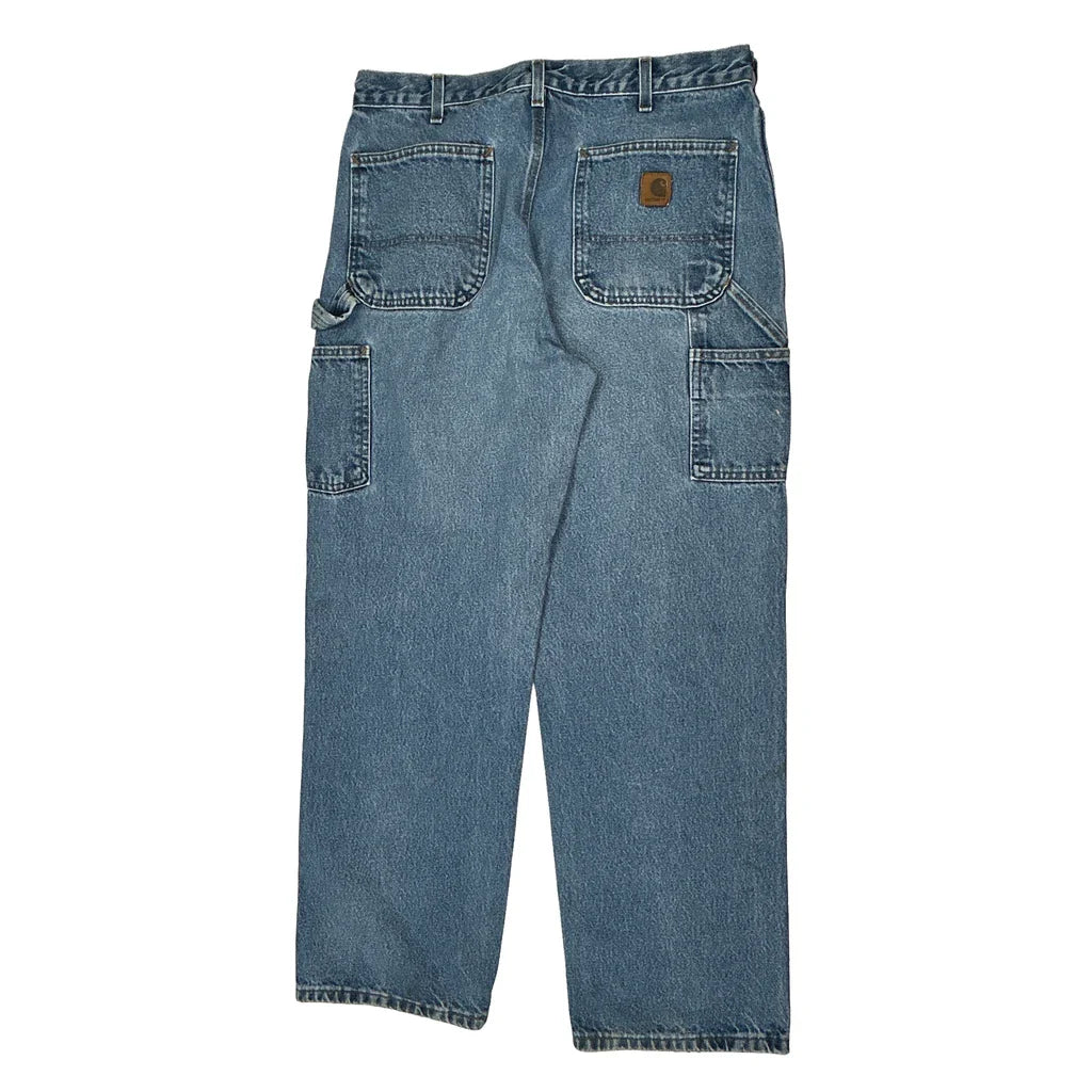 Carhartt Carpenter Jeans - 34W 32L Blue Cotton Refurbished - Thrifted (note: this is a term often used to describe second- refurbished available on Cerqular