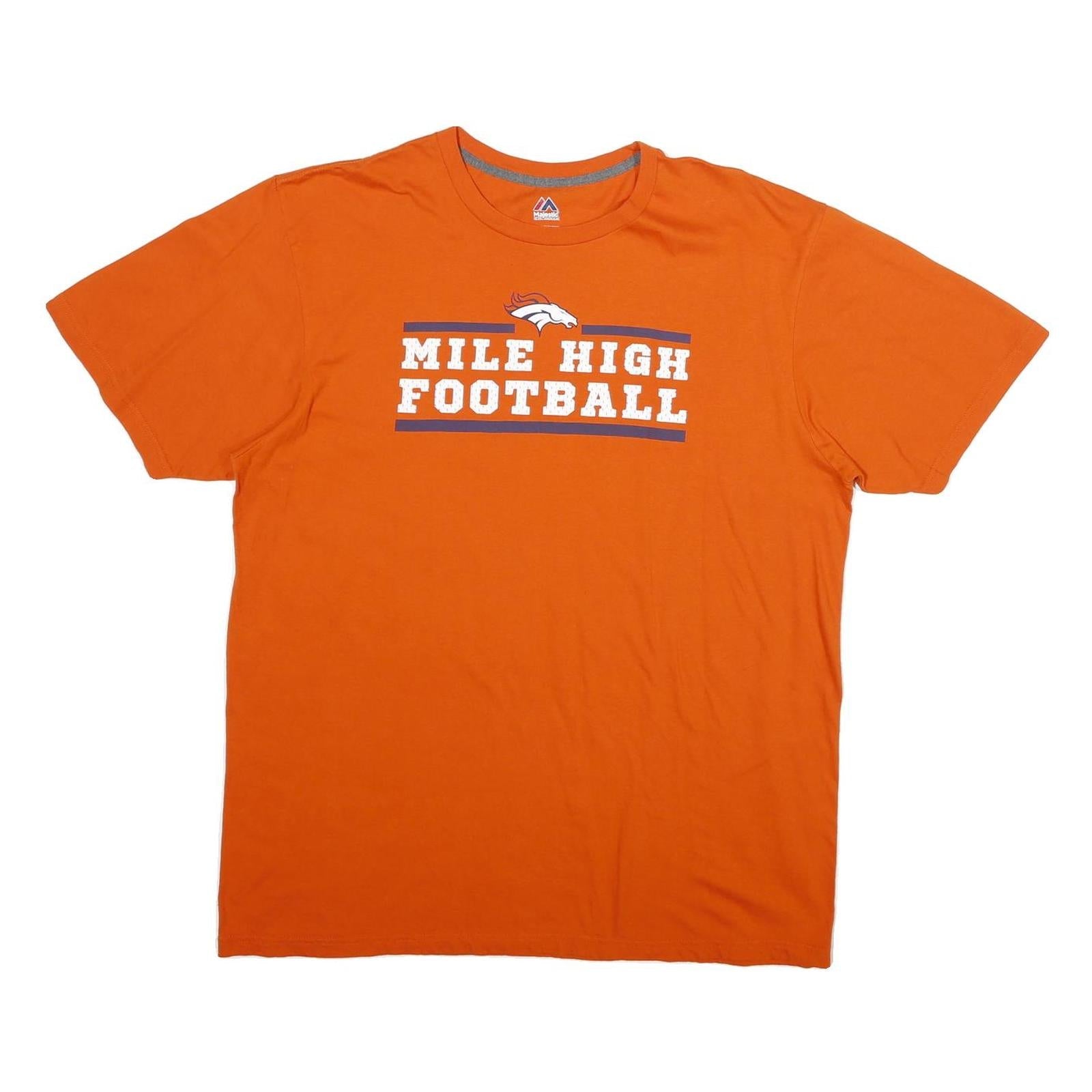 MAJESTIC Mens Orange Mile High Football Graphic T-Shirt XL Short Sleeve Crew Refurbished - N/A refurbished available on Cerqular