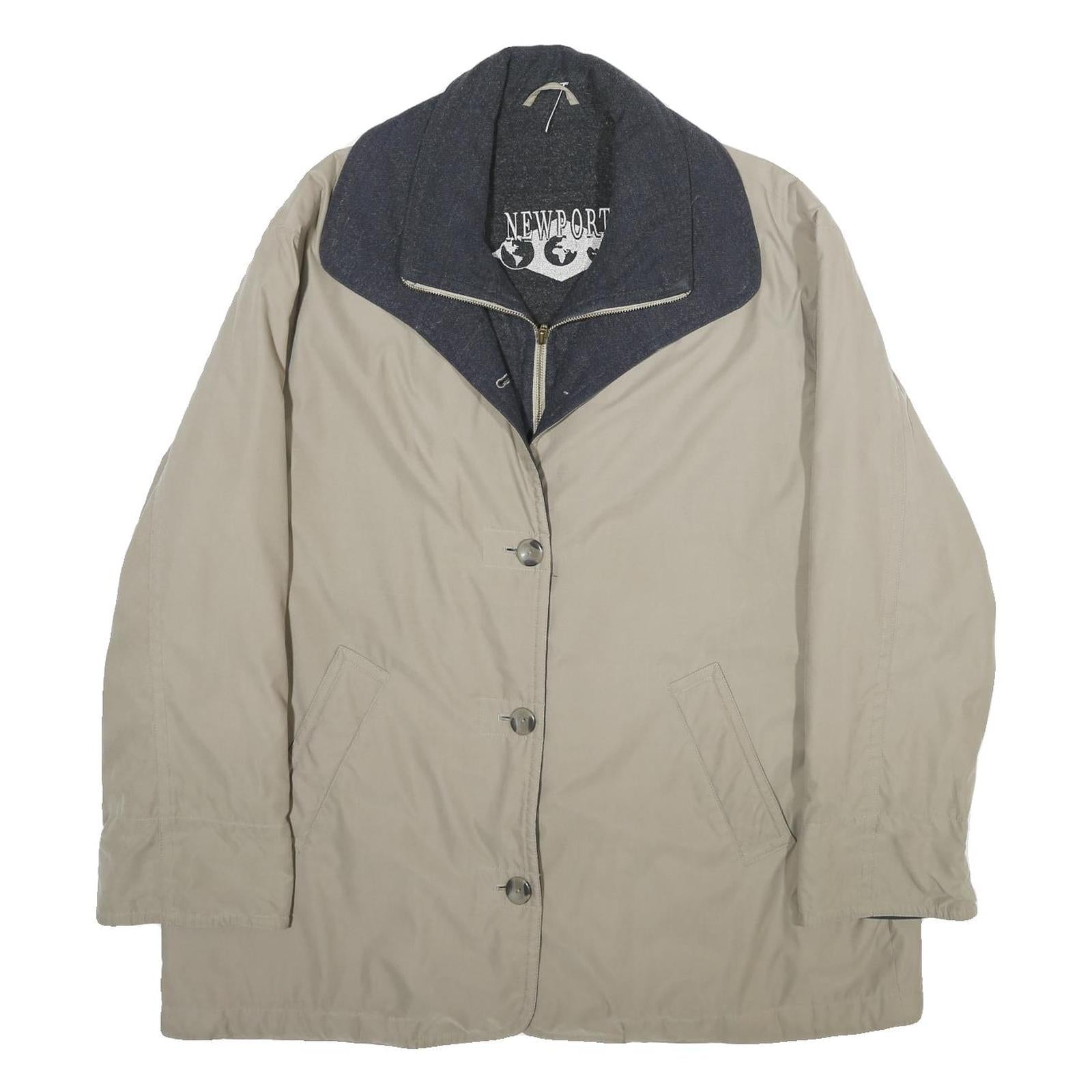 NEWPORT Womens Beige Wool Blend Jacket UK 18 Zip Classic Collar Plain Refurbished - N/A refurbished available on Cerqular