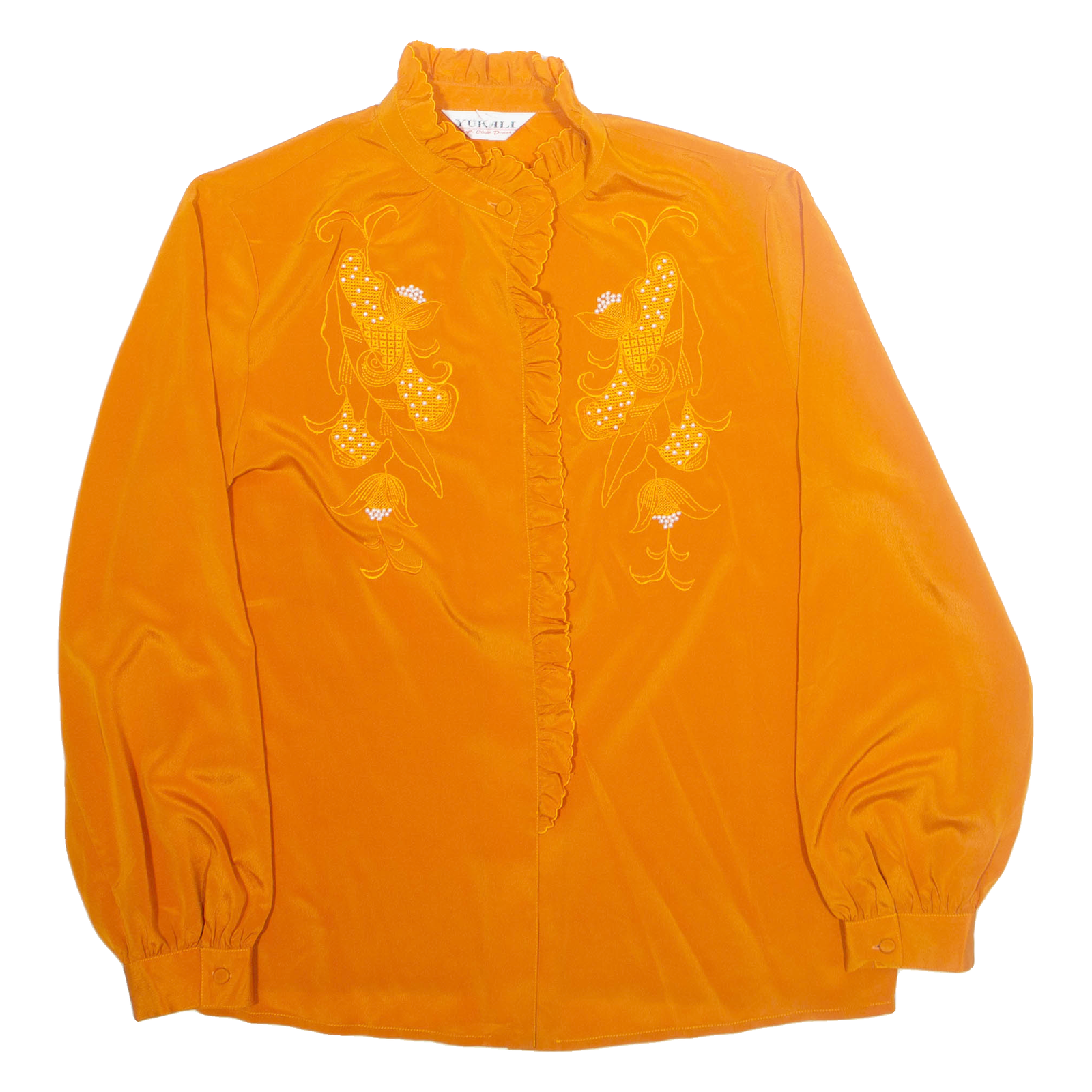 YUKALI Womens Blouse Orange High Neck Long Sleeve L Refurbished - N/A refurbished available on Cerqular