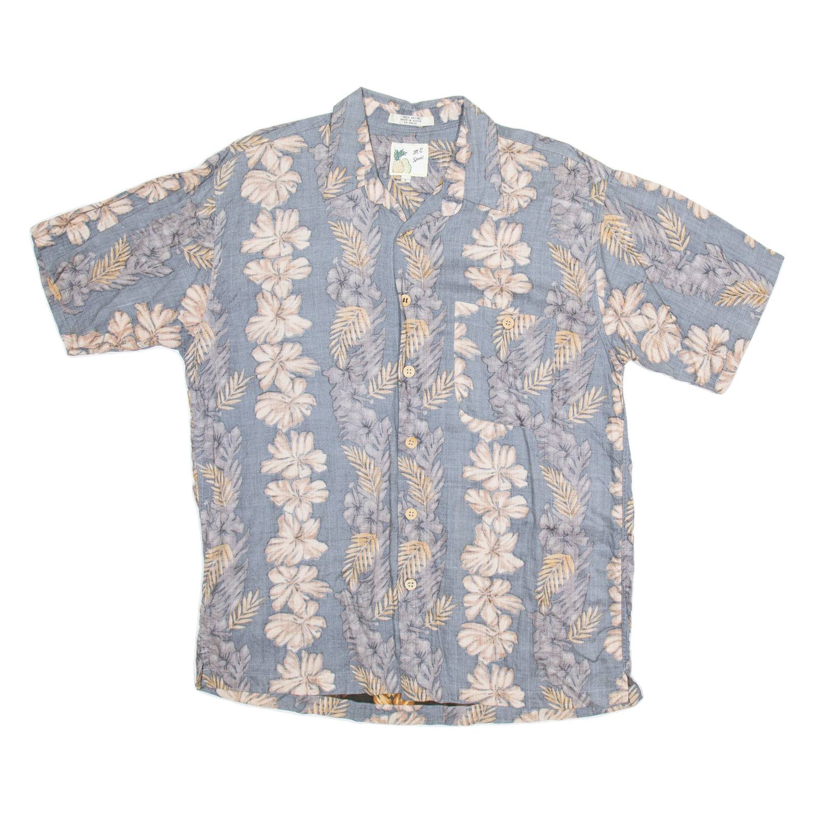 M.E SPORT Mens Hawaiian Shirt Grey Floral L Refurbished - N/A refurbished available on Cerqular