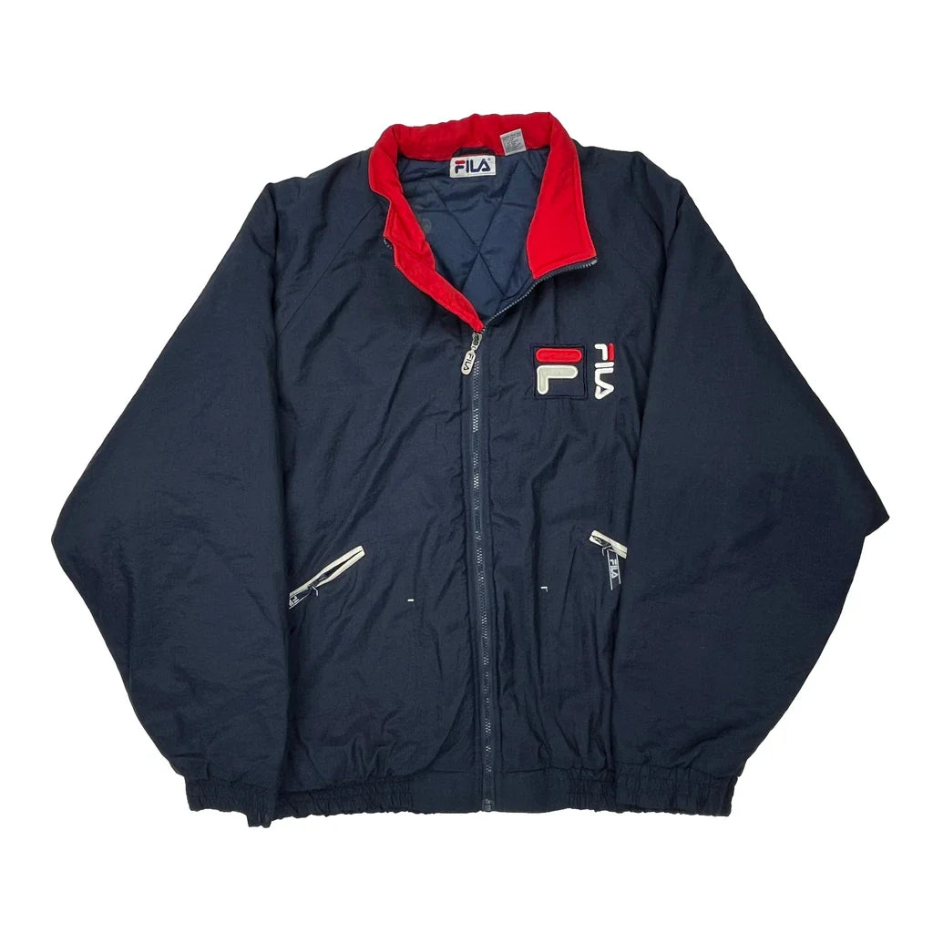 Fila Windbreaker - XL Red Nylon Refurbished - Thrifted (note: this is a term often used to describe second- refurbished available on Cerqular
