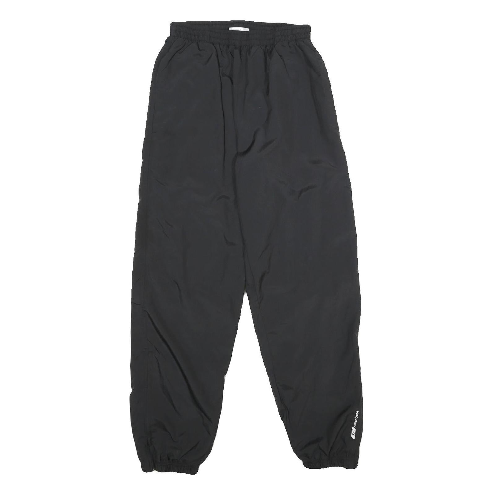 REEBOK Mens Joggers Black S W24 L29 Regular Tapered Fit Polyester Sportswear Refurbished - N/A refurbished available on Cerqular
