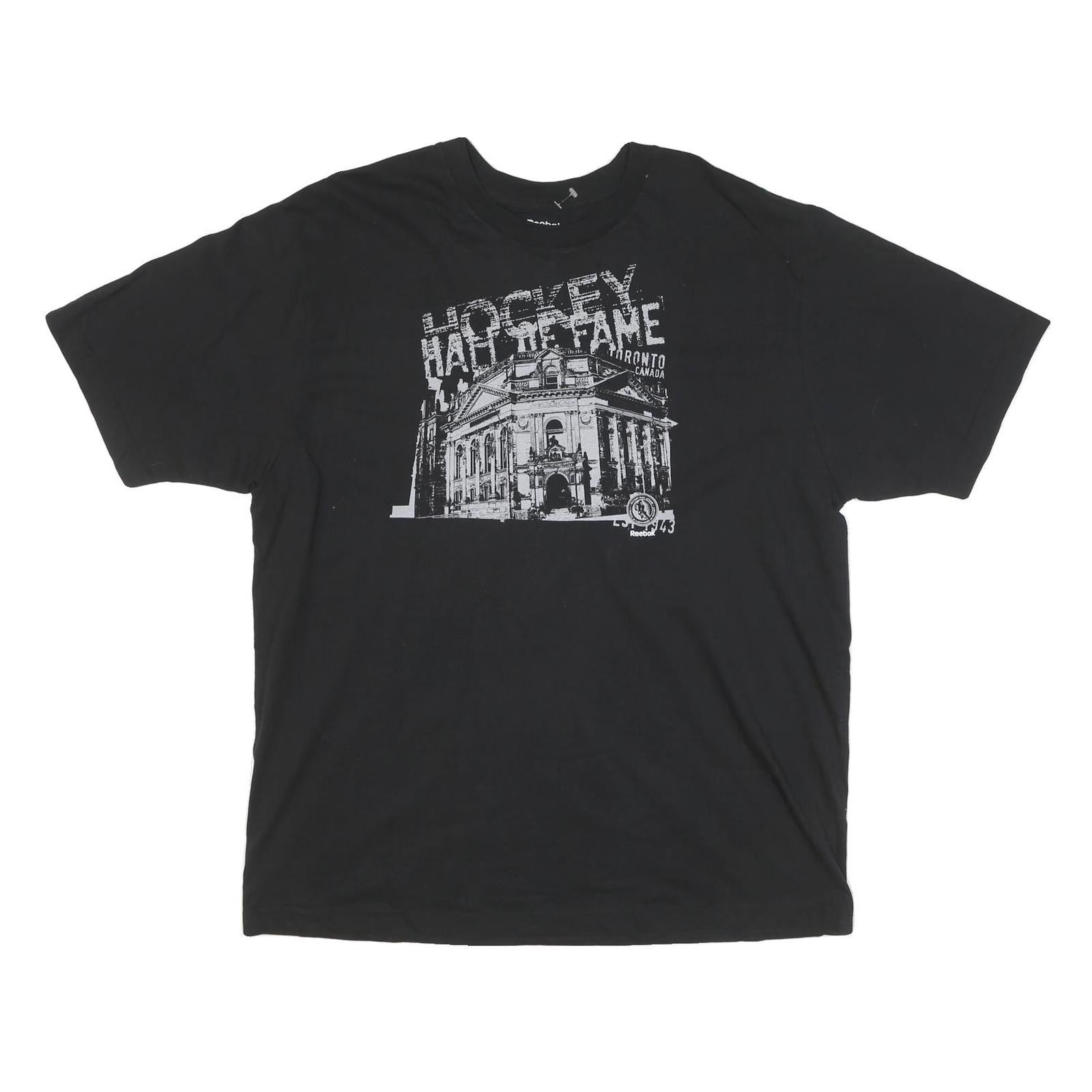 REEBOK Mens Black Hockey Hall Of Fame Graphic T-Shirt XL Short Sleeve Crew Neck Refurbished - N/A refurbished available on Cerqular