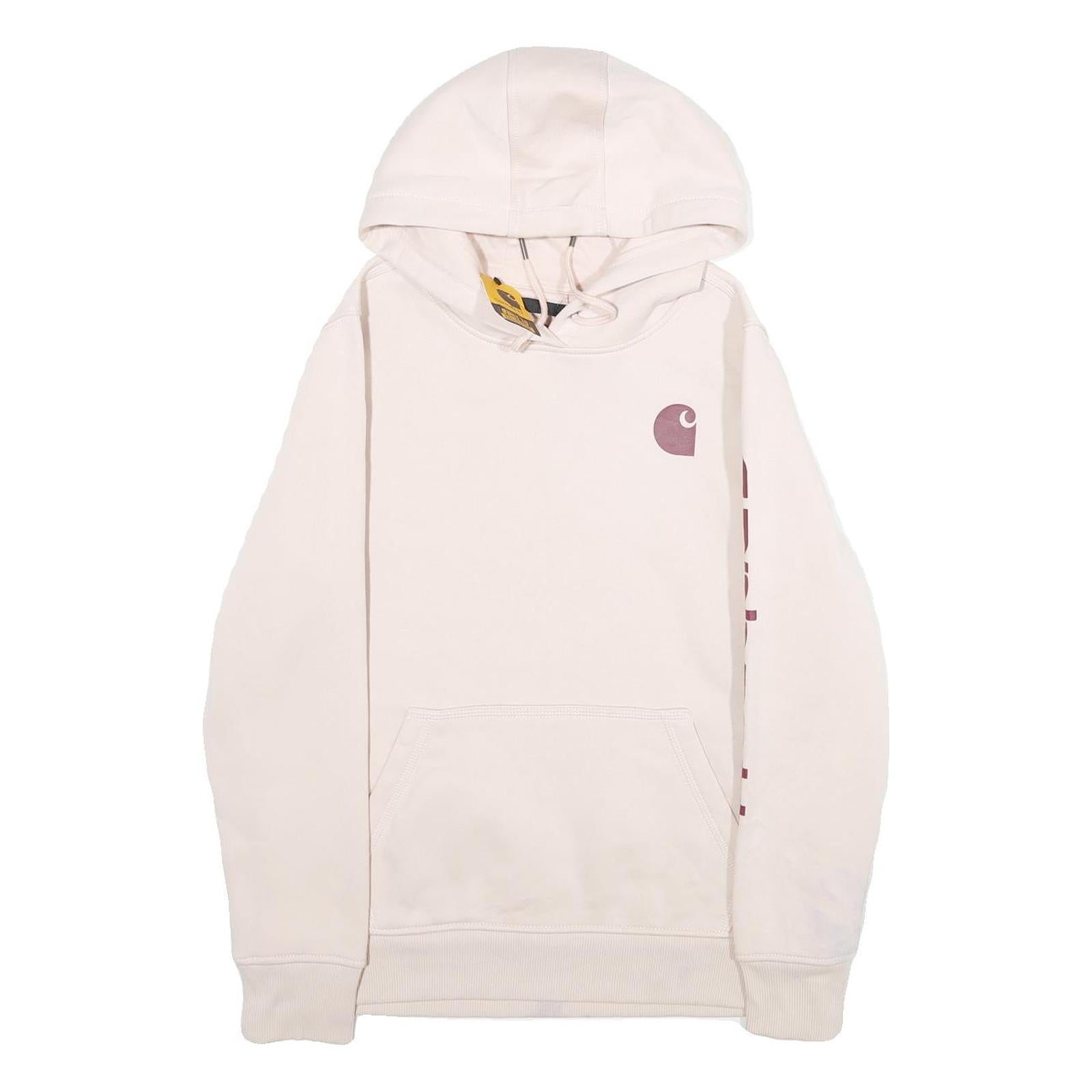 CARHARTT Womens Cream Pullover Hoodie M Logo Print Casual Sweatshirt Refurbished - N/A refurbished available on Cerqular
