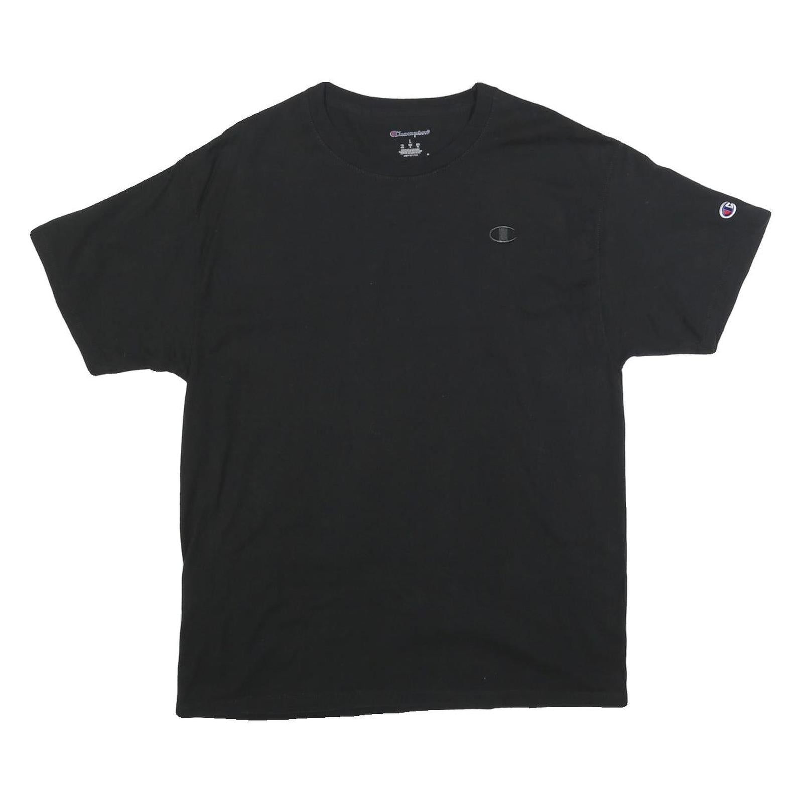 CHAMPION Mens Black Classic T-Shirt L Short Sleeve Crew Neck Cotton Blend Refurbished - N/A refurbished available on Cerqular