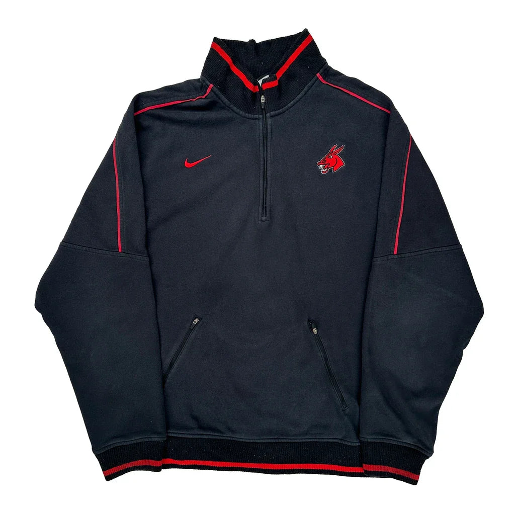 Sports Team Logo Nike 1/4 Zip - XL Black Cotton Blend Refurbished - Thrifted (note: this is a term often used to describe second- refurbished available on Cerqular