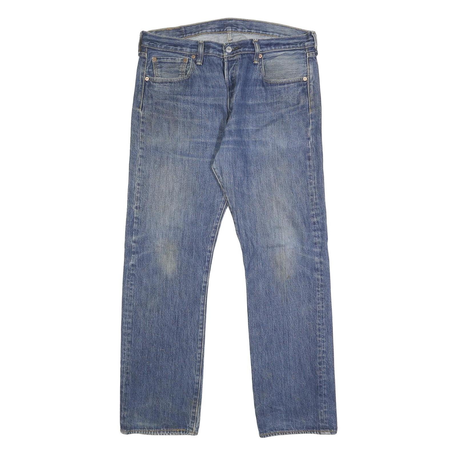 LEVI'S 501 Mens Jeans Blue Regular Straight Denim Medium W35 L32 Classic Button Refurbished - N/A refurbished available on Cerqular