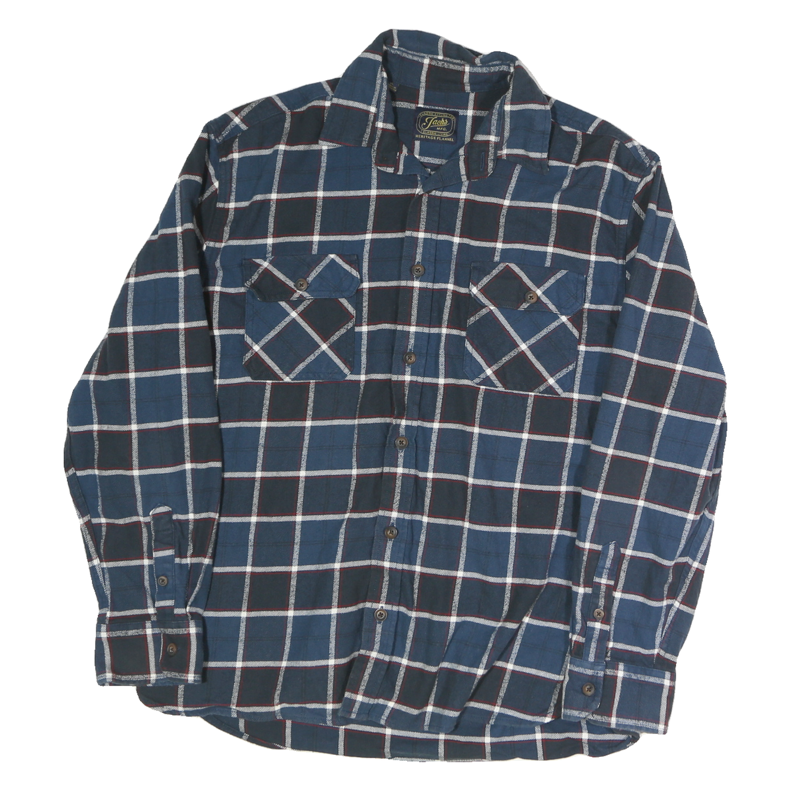 JACHS Mens Blue & Black Check Shirt L Cotton Vintage Flannel Casual Refurbished - N/A refurbished available on Cerqular