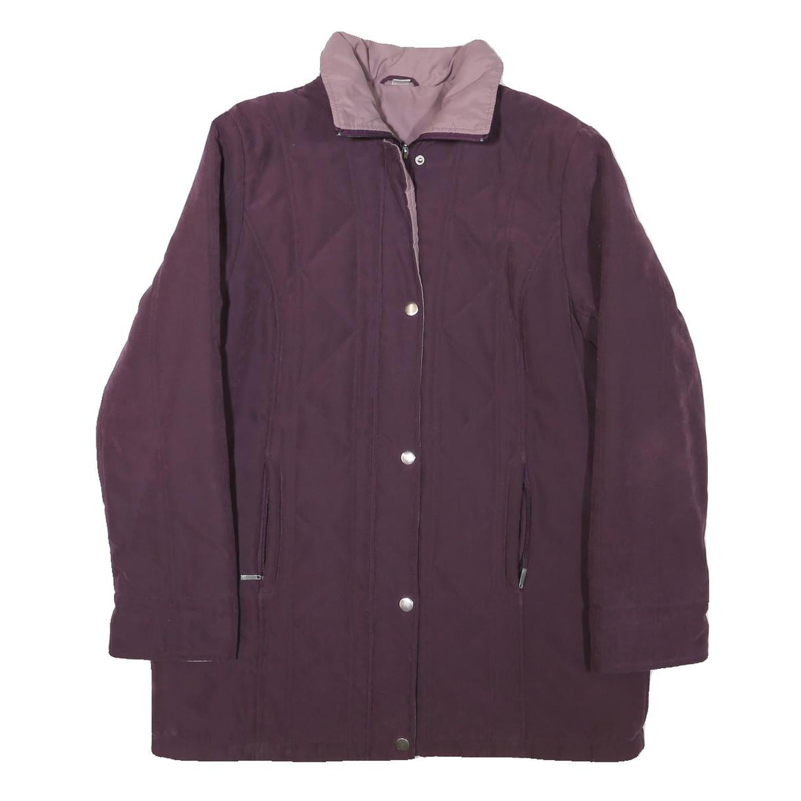 Womens Purple Jacket UK 16 Polyester Blend Zip Plain Warm Casual Outerwear Refurbished - N/A refurbished available on Cerqular