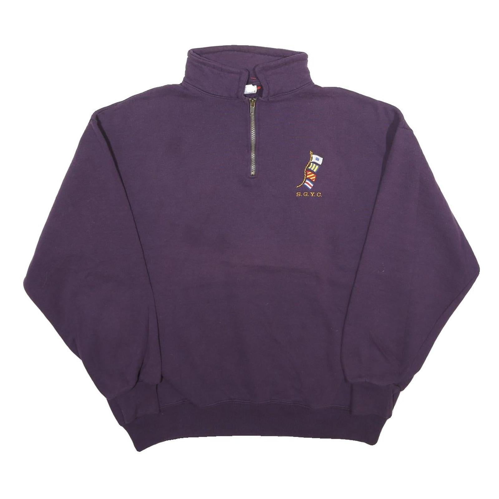 JERZEES Mens Purple Quarter Zip XL Sweatshirt SGYC Embroidered Logo Casual Refurbished - N/A refurbished available on Cerqular