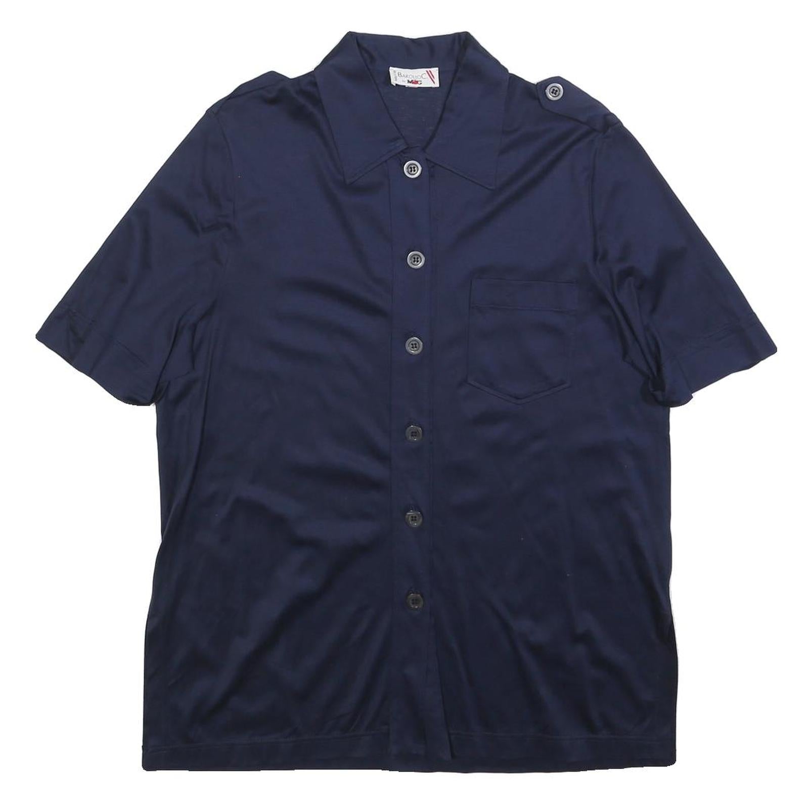 BAROLLO Womens Navy Blue Shirt S Short Sleeve Button Front Casual Refurbished - N/A refurbished available on Cerqular