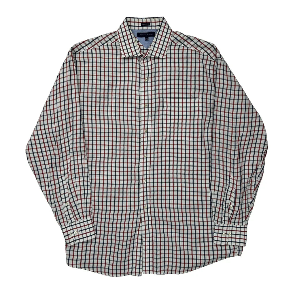 Tommy Hilfiger Checked Shirt - Large Blue Cotton Refurbished - Thrifted (note: this is a term often used to describe second- refurbished available on Cerqular