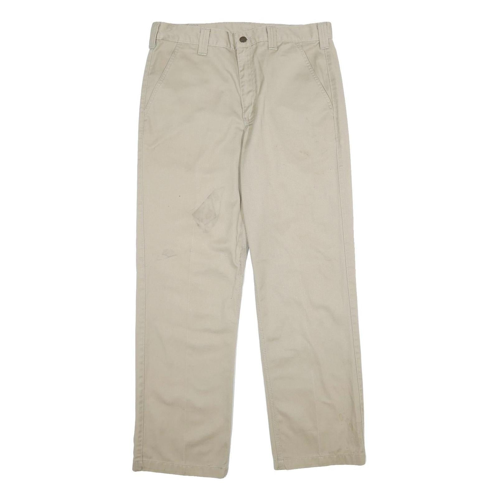CARHARTT Mens Beige Polyester Blend Regular Straight Trousers W34 L32 Workwear Refurbished - N/A refurbished available on Cerqular