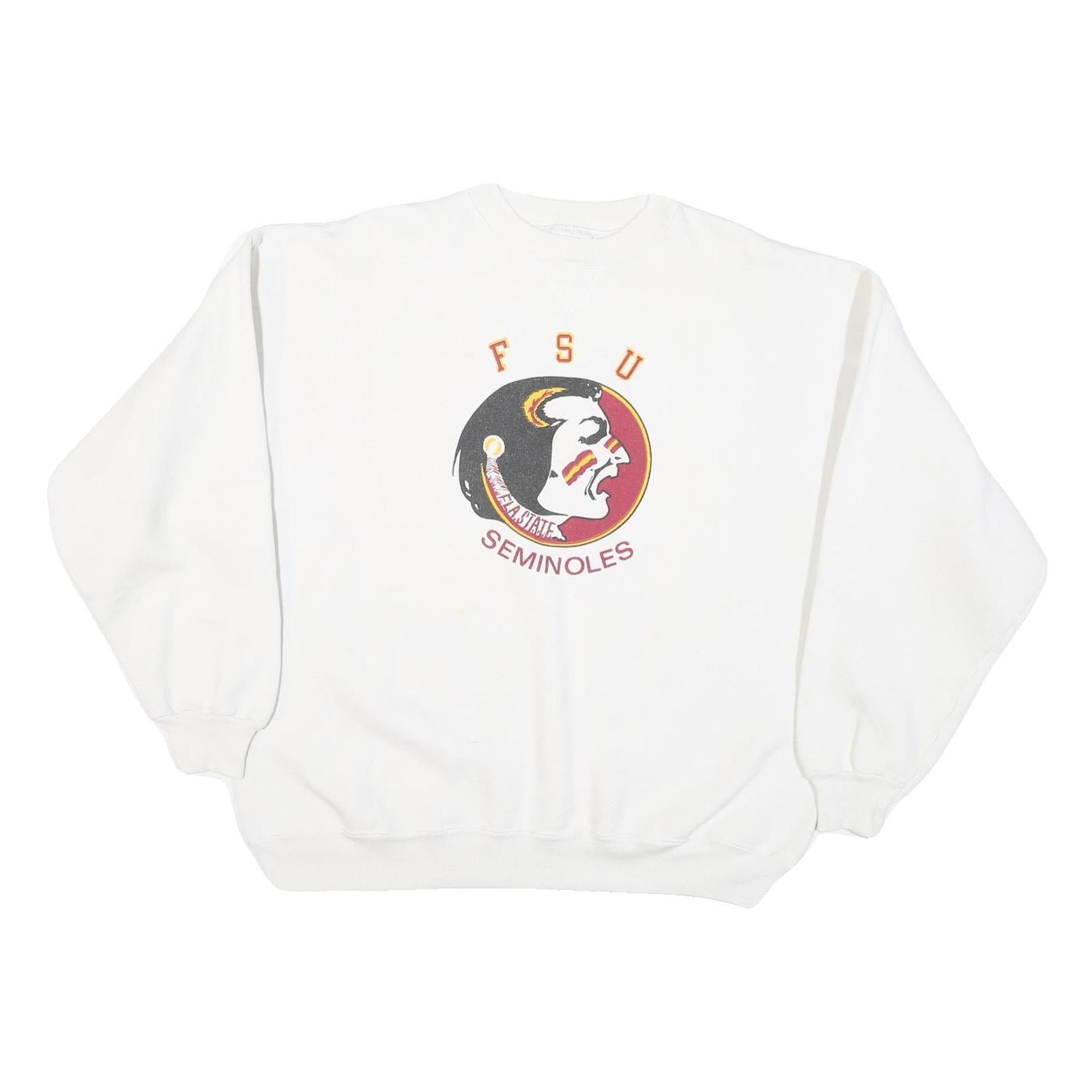 ULTRA SWEATS Mens White FSU Seminoles Crew Neck L Cotton Blend Pullover Refurbished - N/A refurbished available on Cerqular