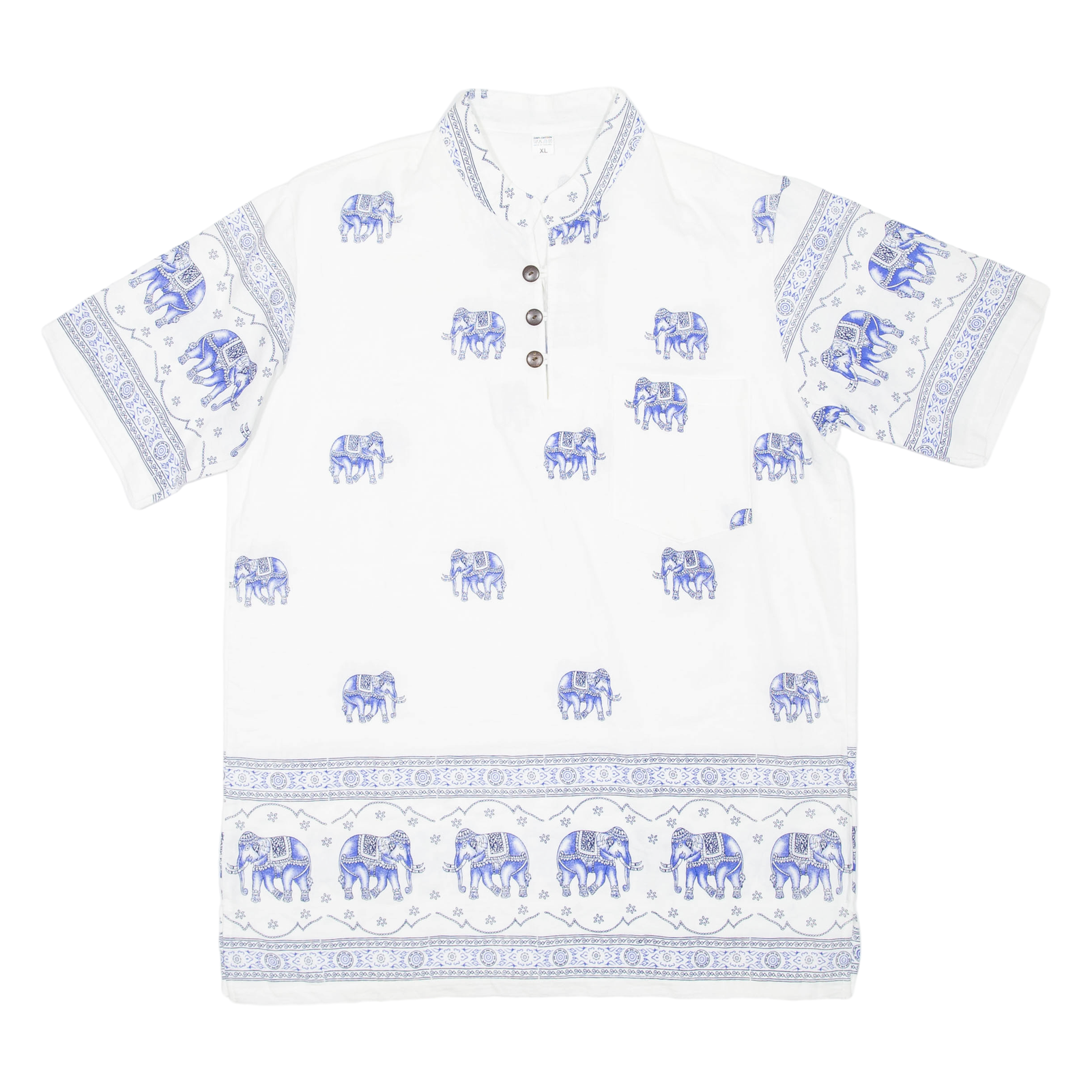 Elephant Print Mens Shirt White XL Refurbished - N/A refurbished available on Cerqular