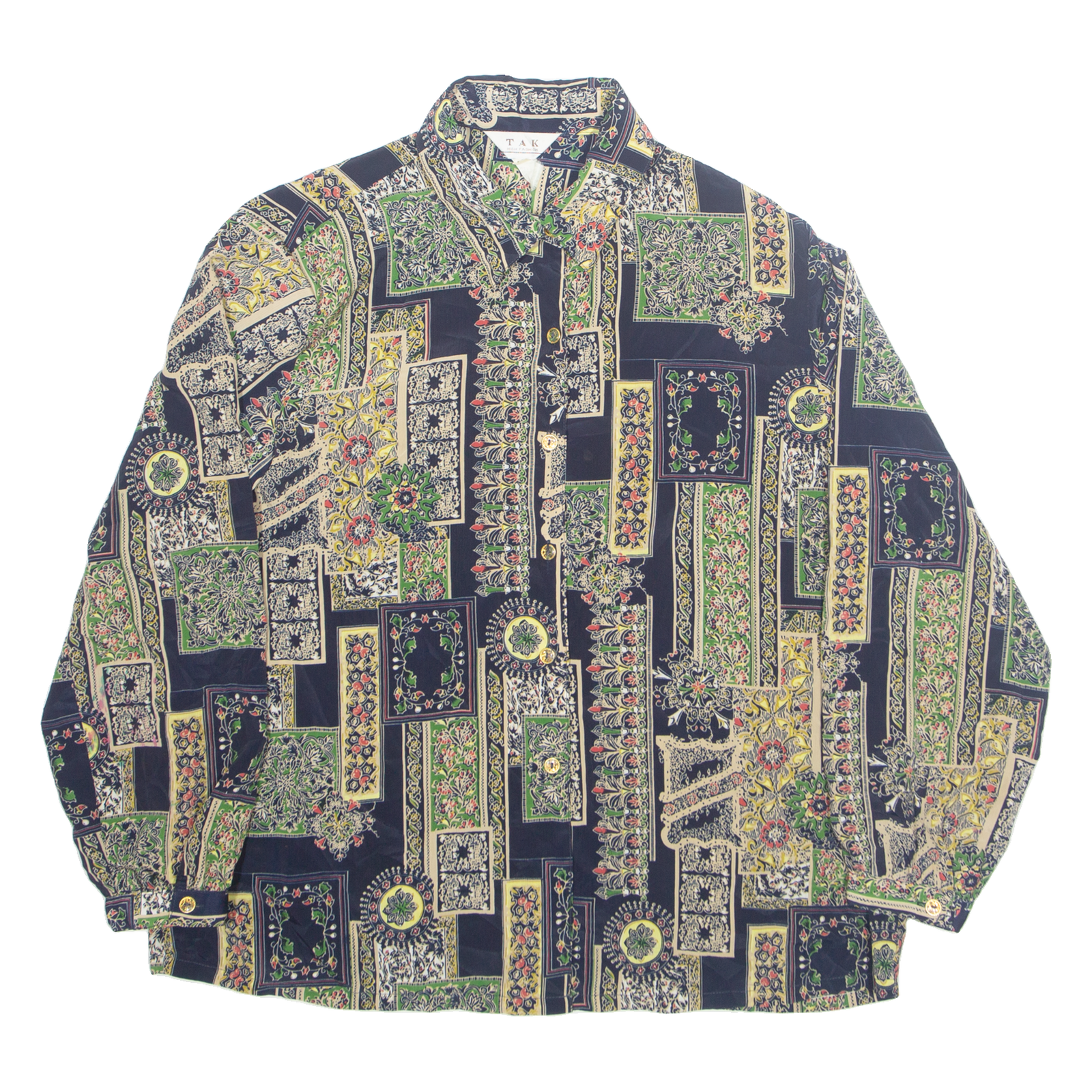 TAK Womens Printed Shirt Blue Collared Long Sleeve Floral 2XL Refurbished - N/A refurbished available on Cerqular