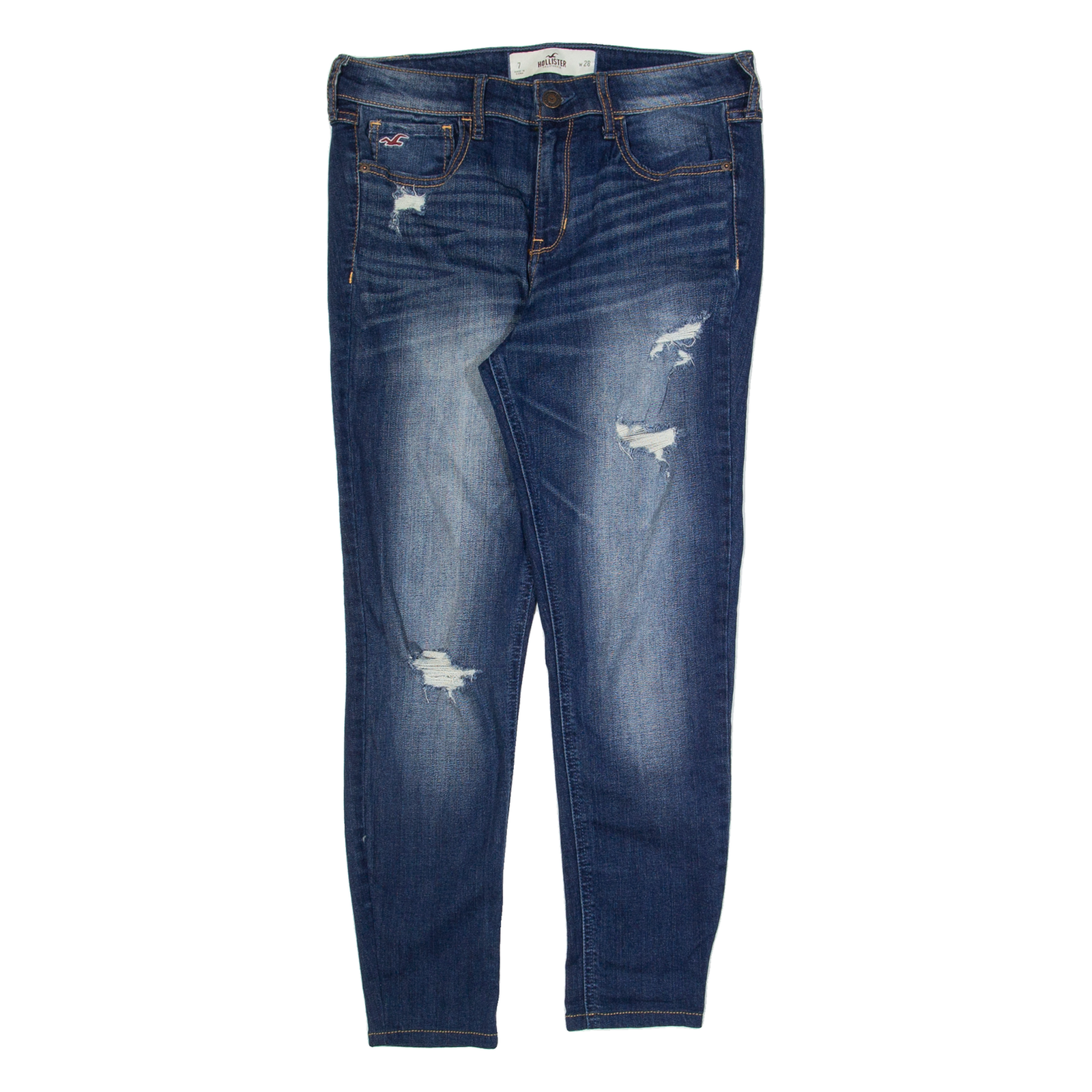 HOLLISTER Distressed Womens Jeans Blue Slim Skinny Stone Wash W28 L25 Refurbished - N/A refurbished available on Cerqular