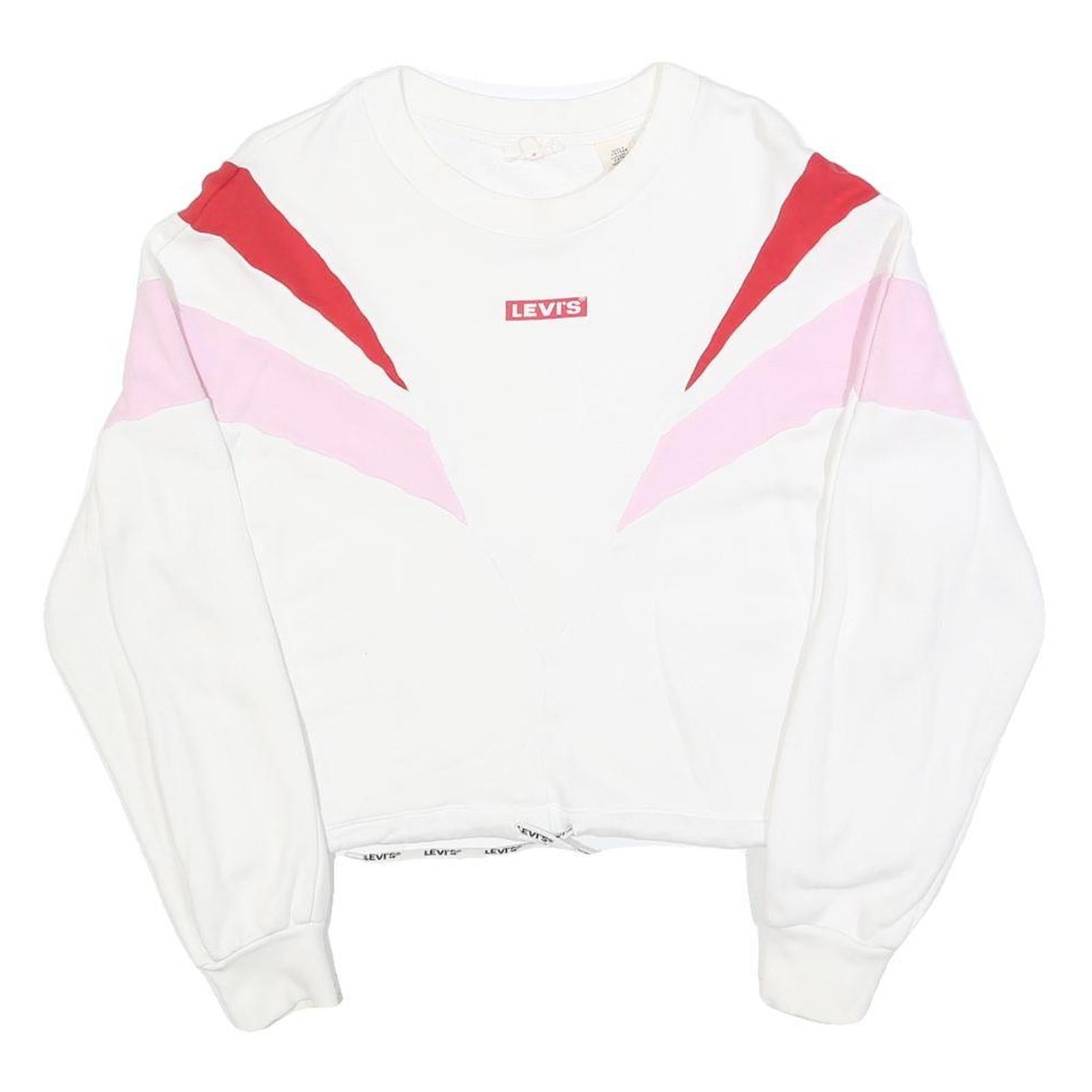 LEVI'S Womens White & Red & Pink Sweatshirt Crew Neck XS Cotton Blend Casual Refurbished - N/A refurbished available on Cerqular