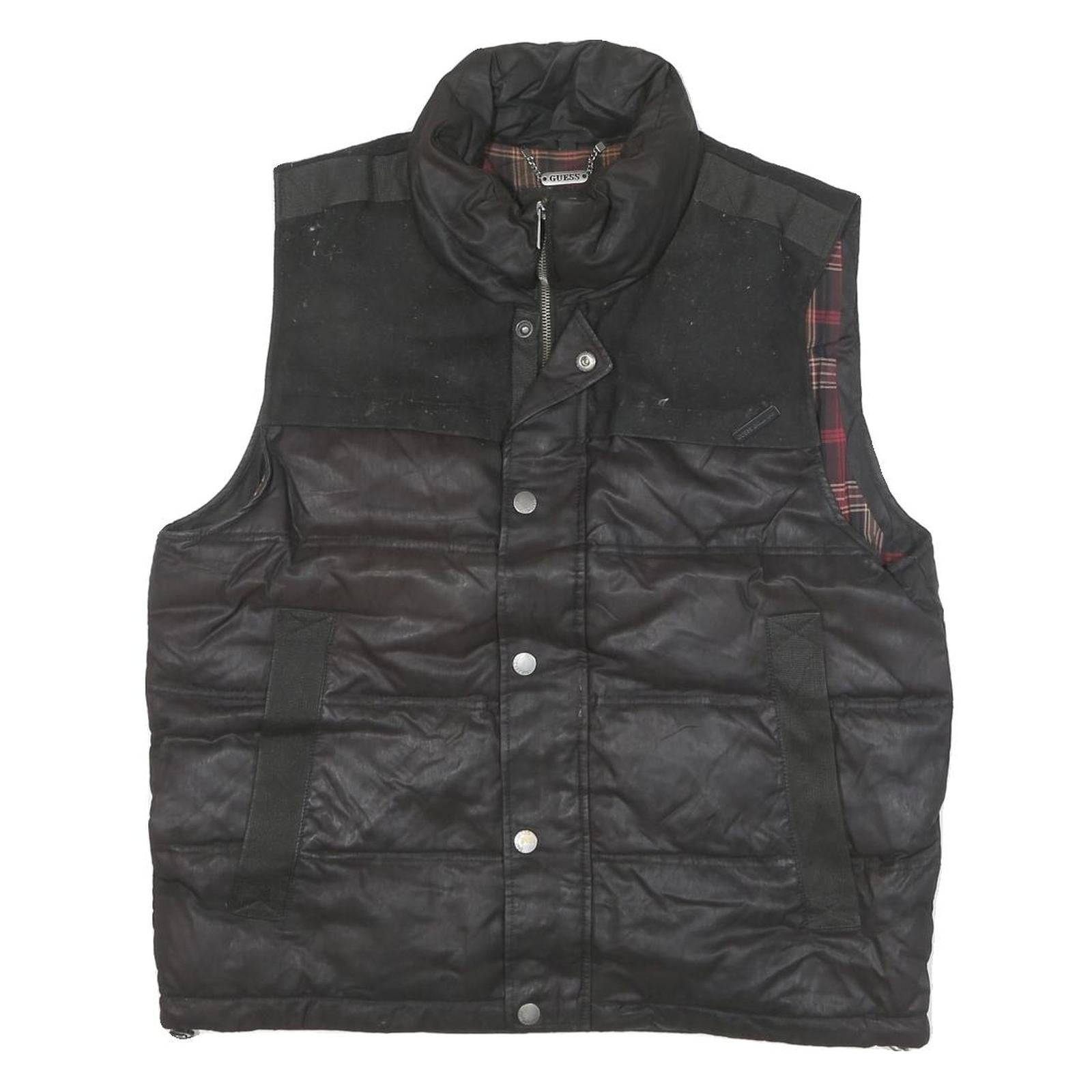 GUESS Mens Black Puffer Jacket L Polyester Blend Quilted Casual Outerwear Refurbished - N/A refurbished available on Cerqular