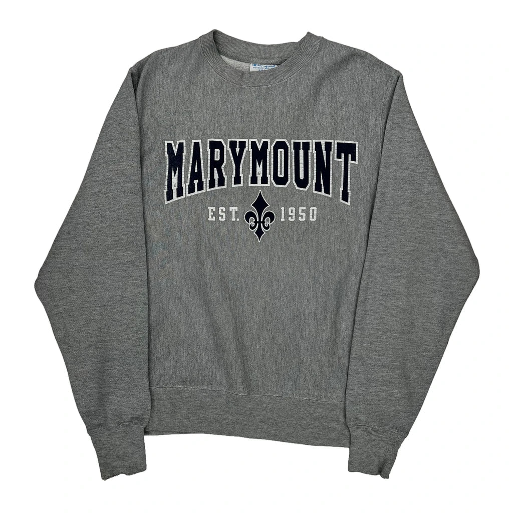Reverse Weave Champion College Sweatshirt - Small Grey Cotton Blend Refurbished - Thrifted (note: this is a term often used to describe second- refurbished available on Cerqular
